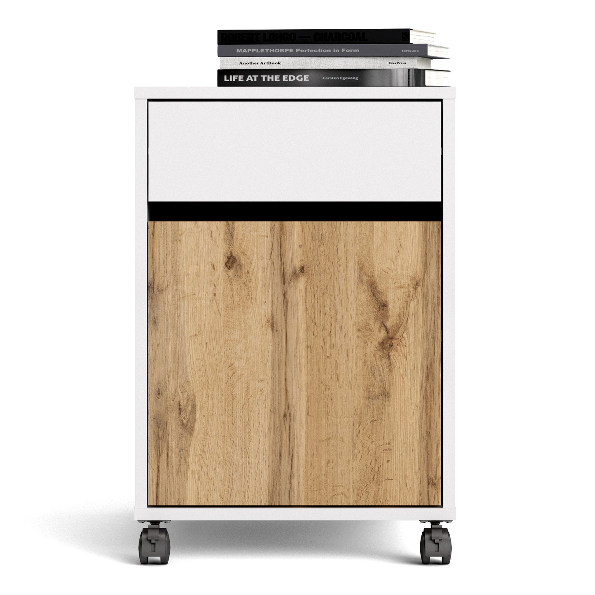 Function  Plus Mobile cabinet in White and Wotan Light Oak