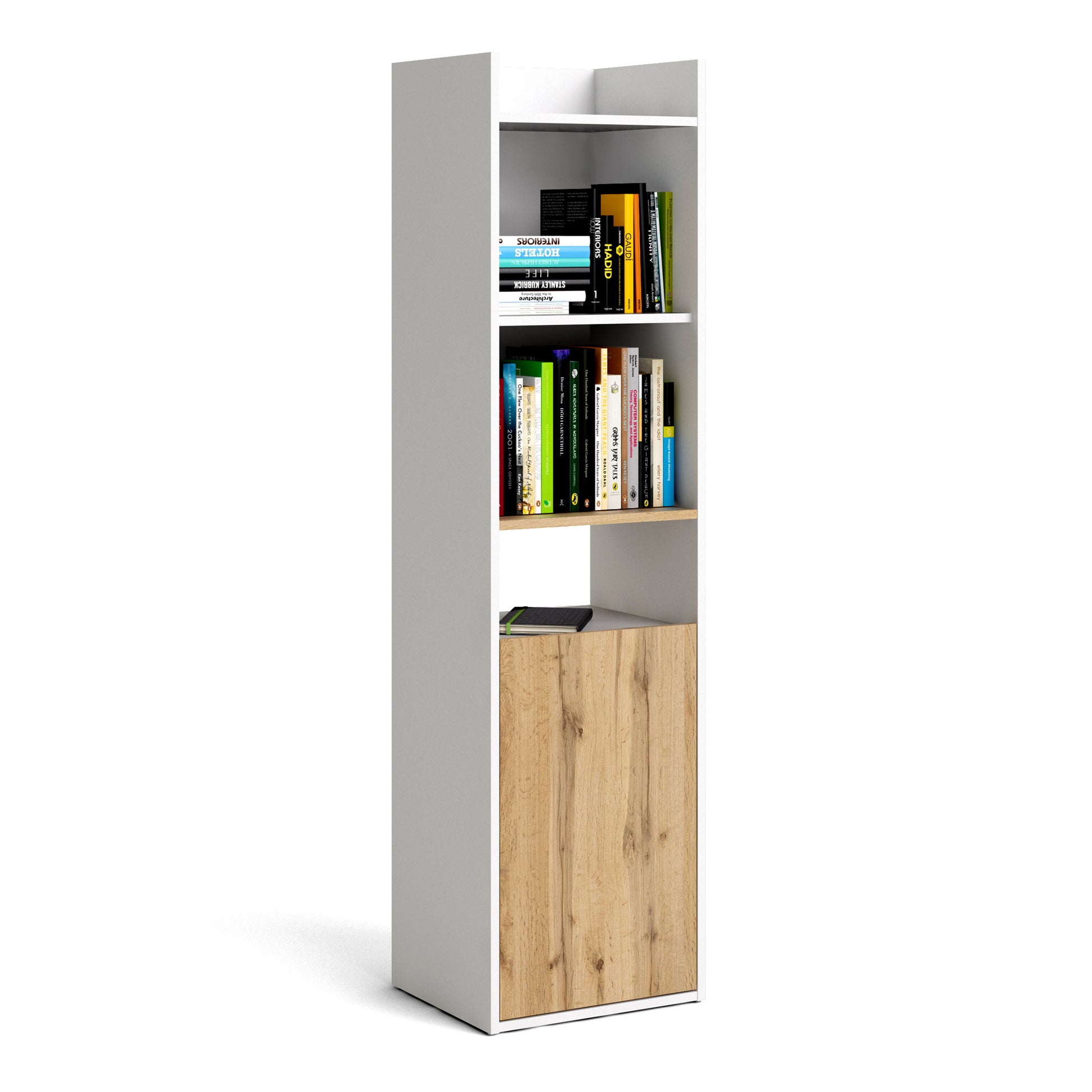Function  Plus Bookcase in White and Wotan Light Oak