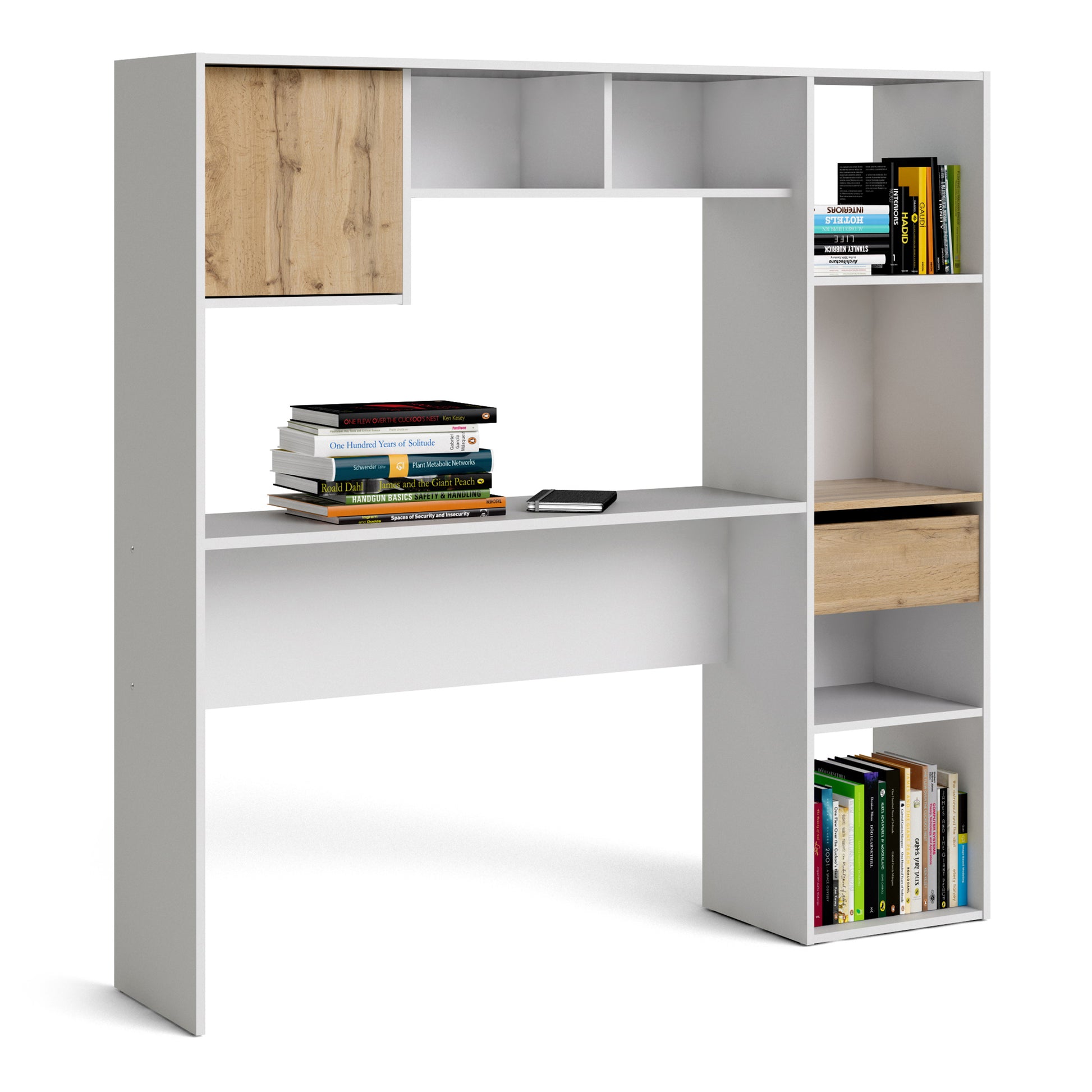 Function  Plus Multi Desk in White and Wotan Light Oak