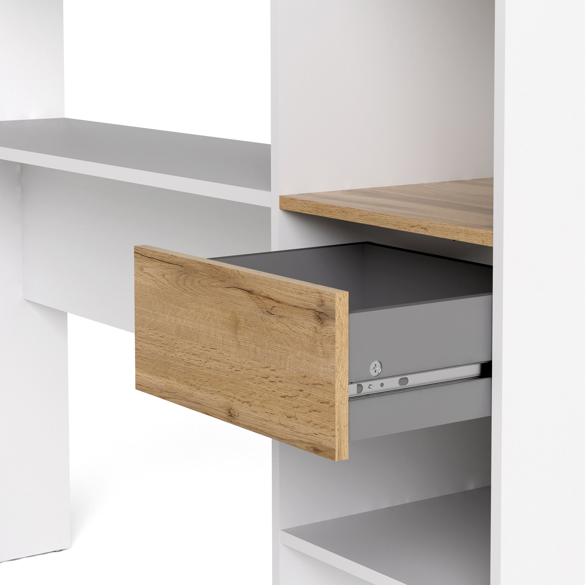 Function  Plus Multi Desk in White and Wotan Light Oak