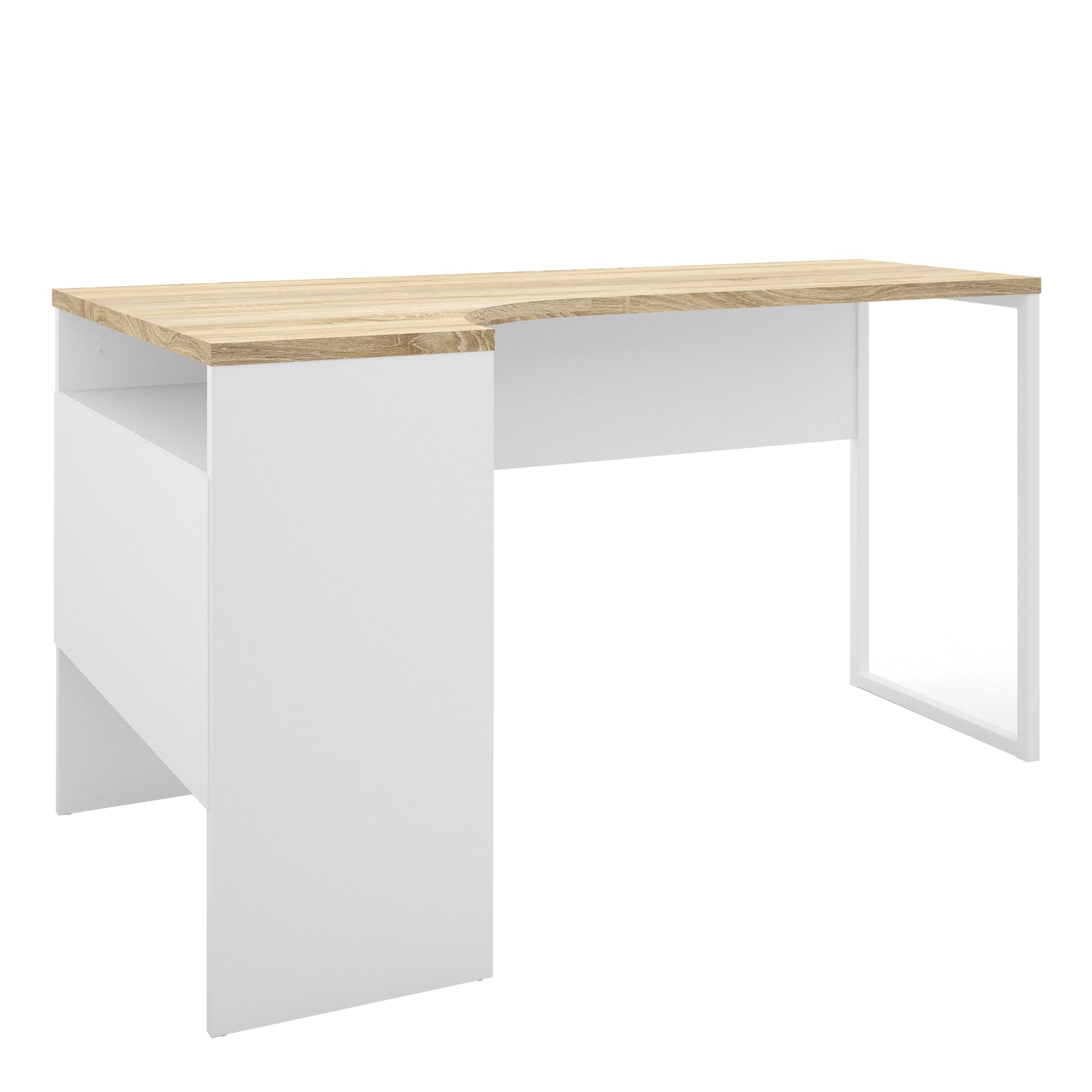 Function Plus  Corner Desk 2 Drawers in White and Oak