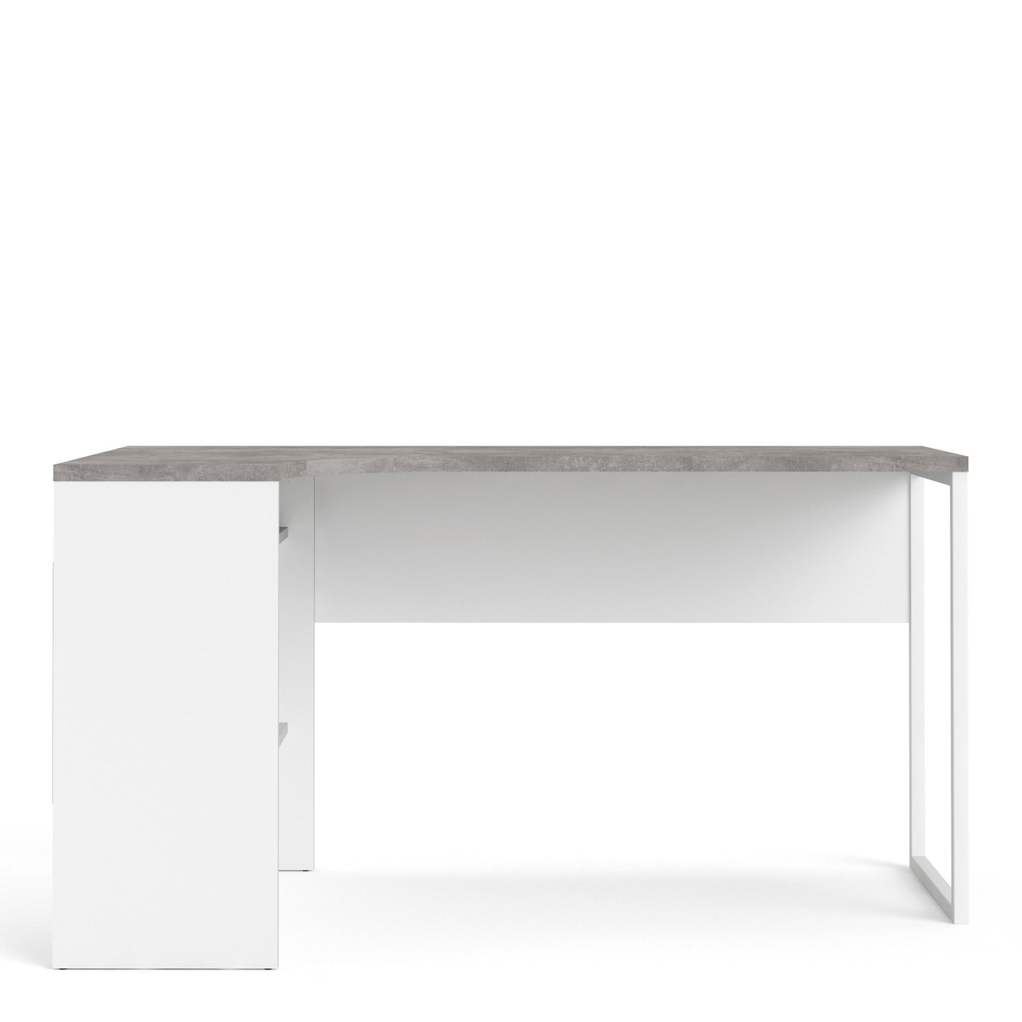 Function Plus  Corner Desk 2 Drawers in White and Grey