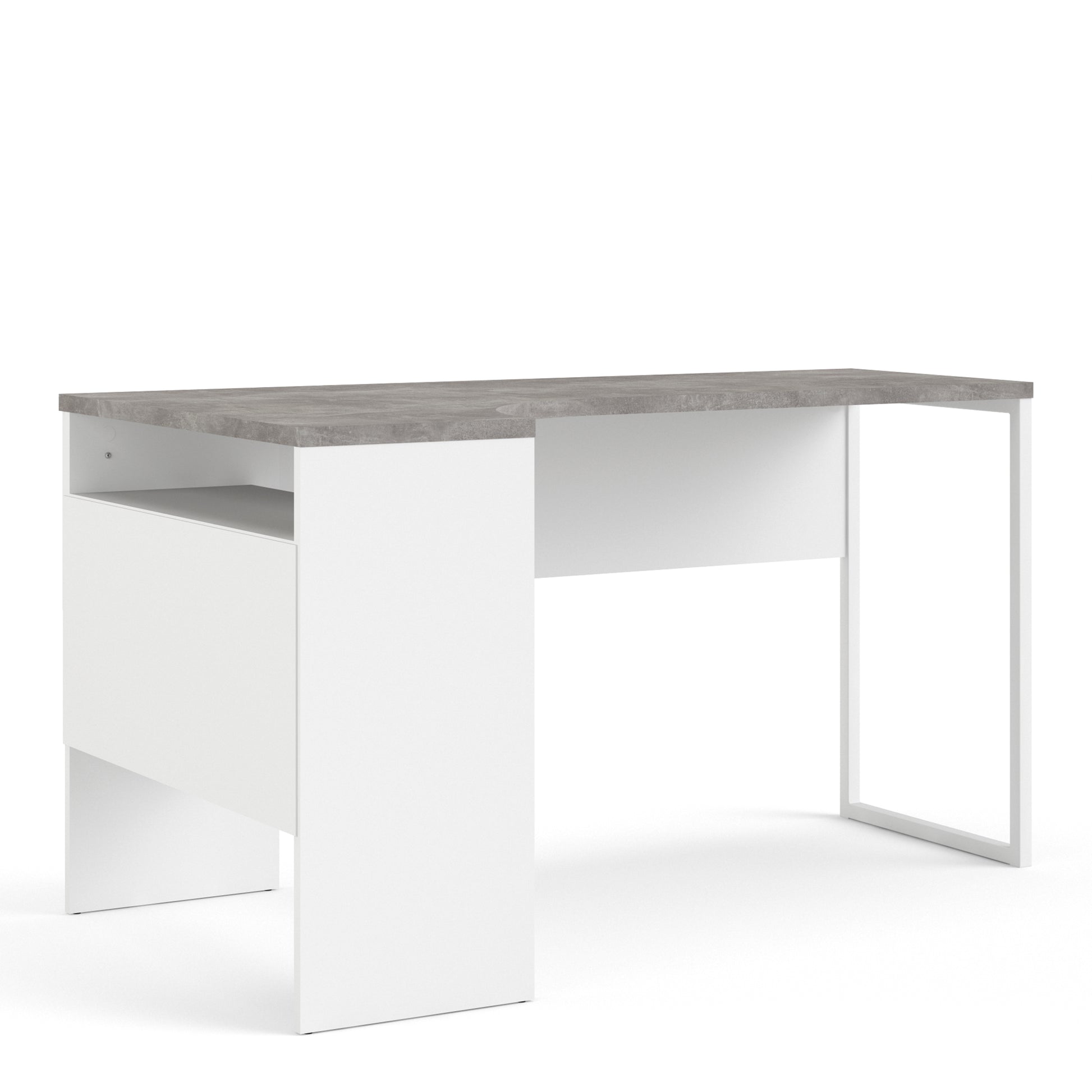 Function Plus  Corner Desk 2 Drawers in White and Grey