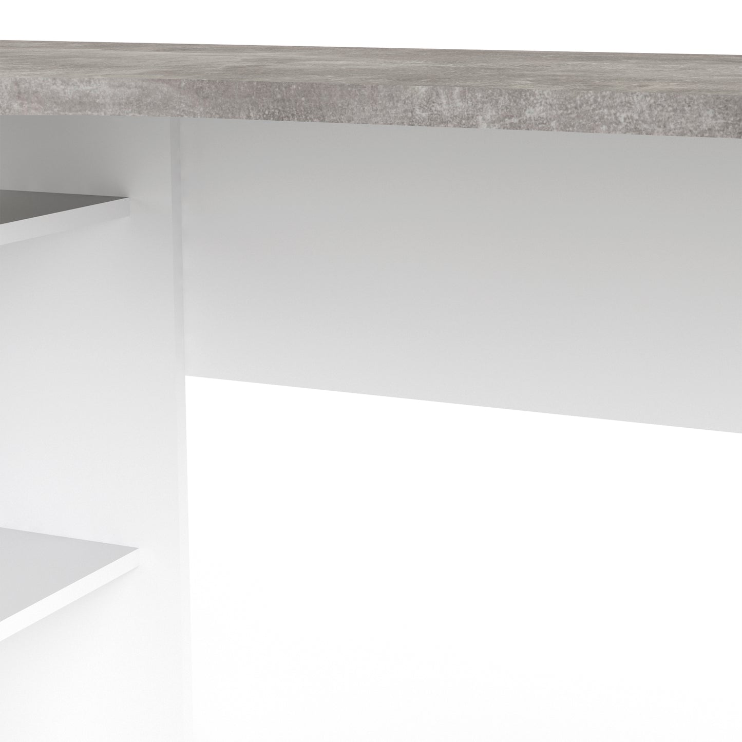 Function Plus  Corner Desk 2 Drawers in White and Grey