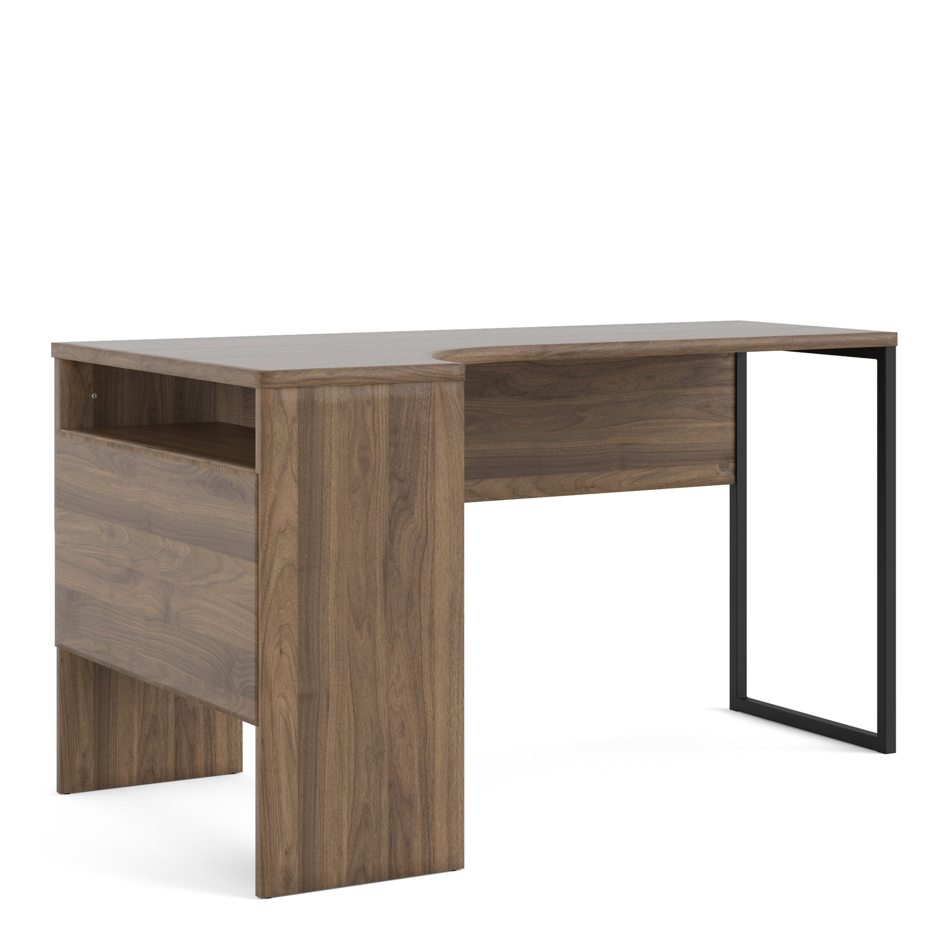 Function Plus  Corner Desk 2 Drawers in Walnut