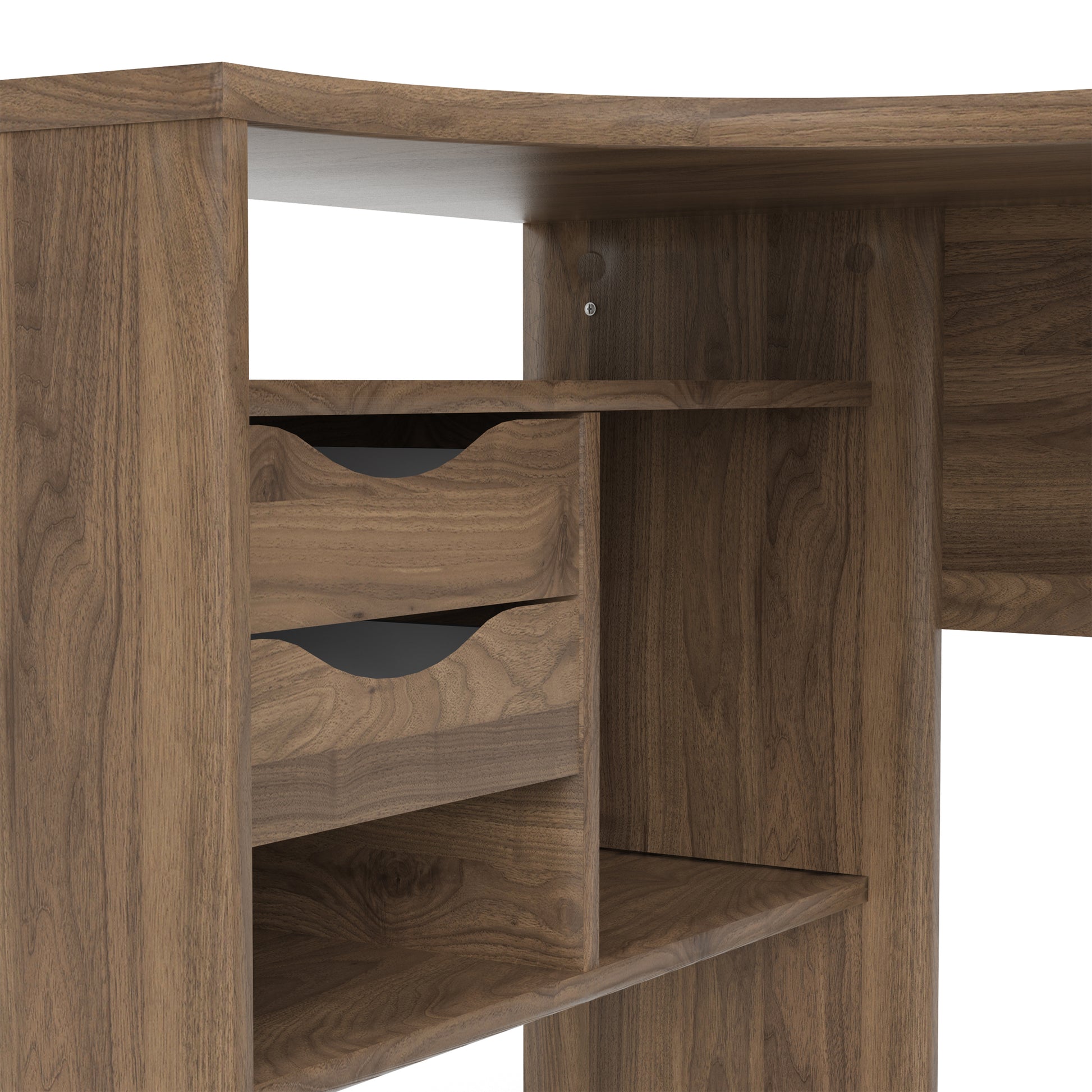 Function Plus  Corner Desk 2 Drawers in Walnut