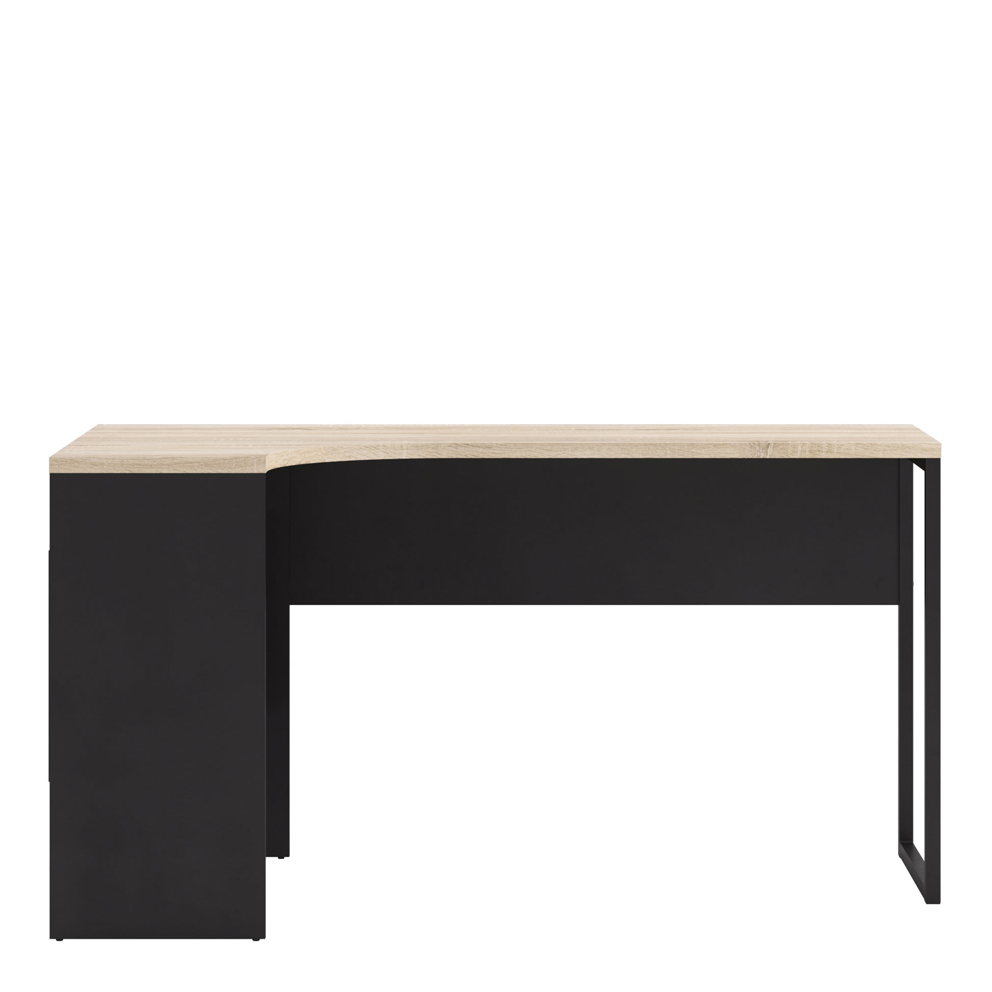 Function Plus  Corner Desk 2 Drawers in Black Matt and Oak