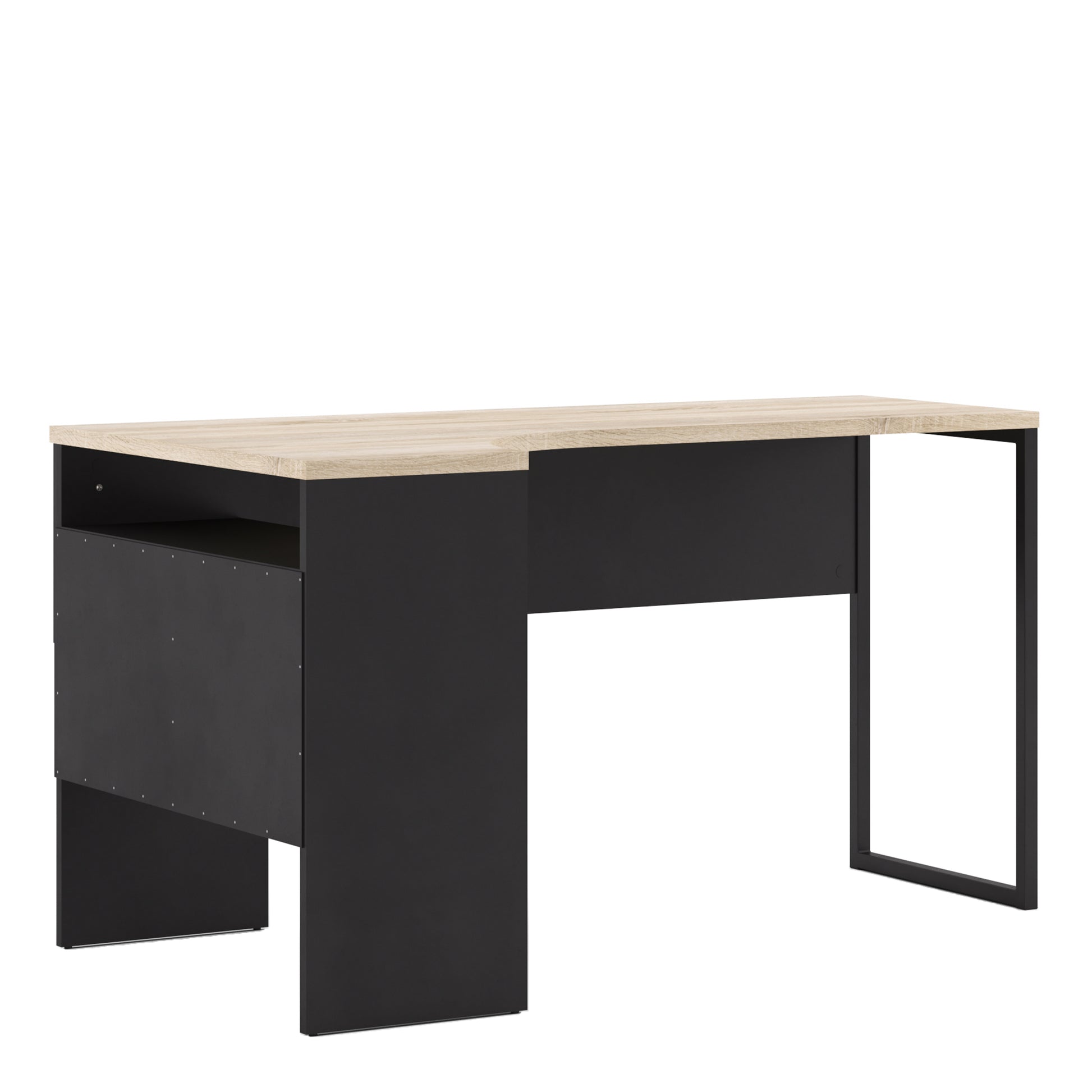 Function Plus  Corner Desk 2 Drawers in Black Matt and Oak