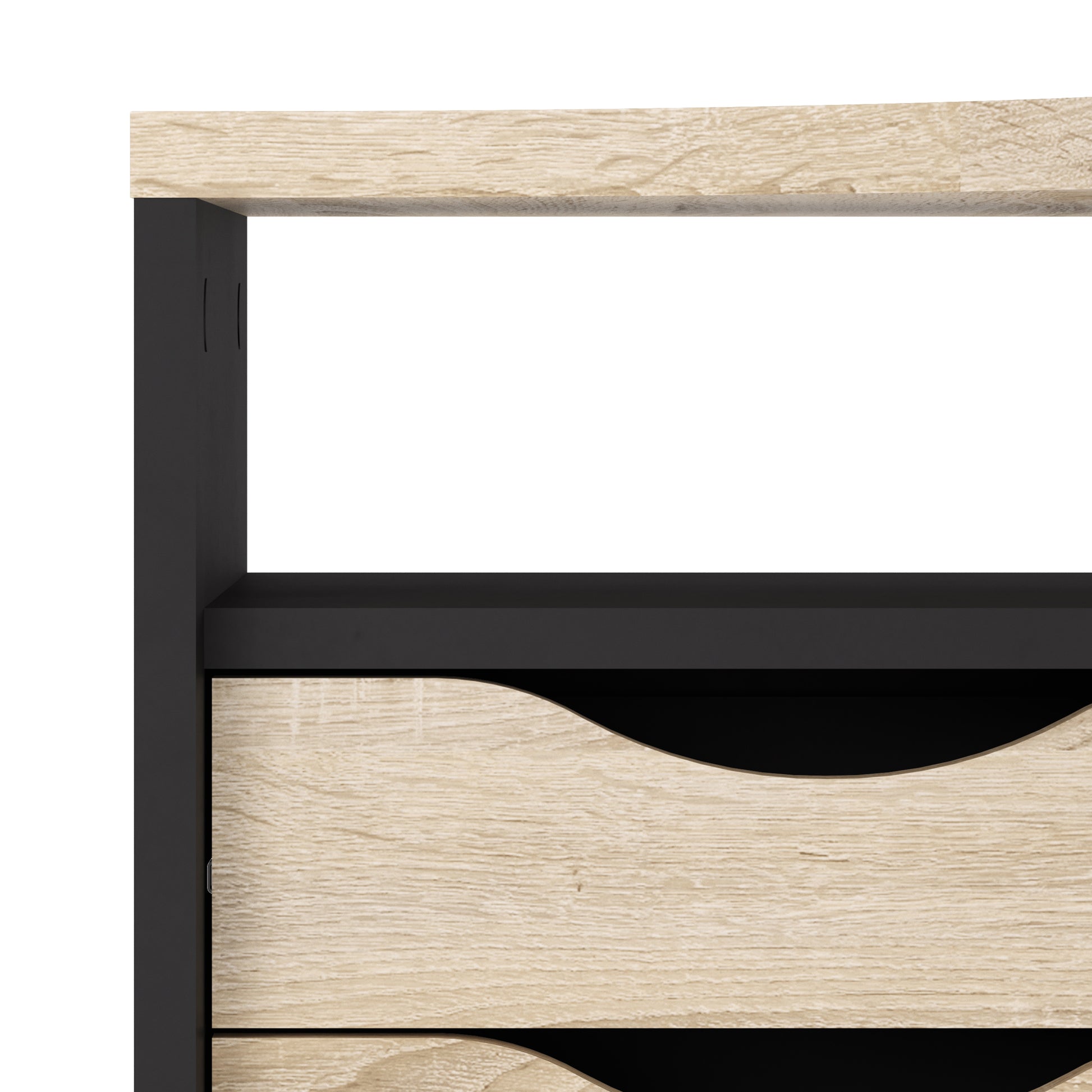 Function Plus  Corner Desk 2 Drawers in Black Matt and Oak