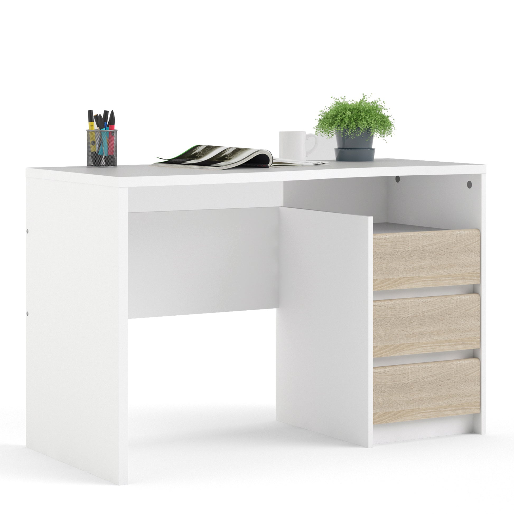 Function Plus  Desk 3 drawers White Oak structure