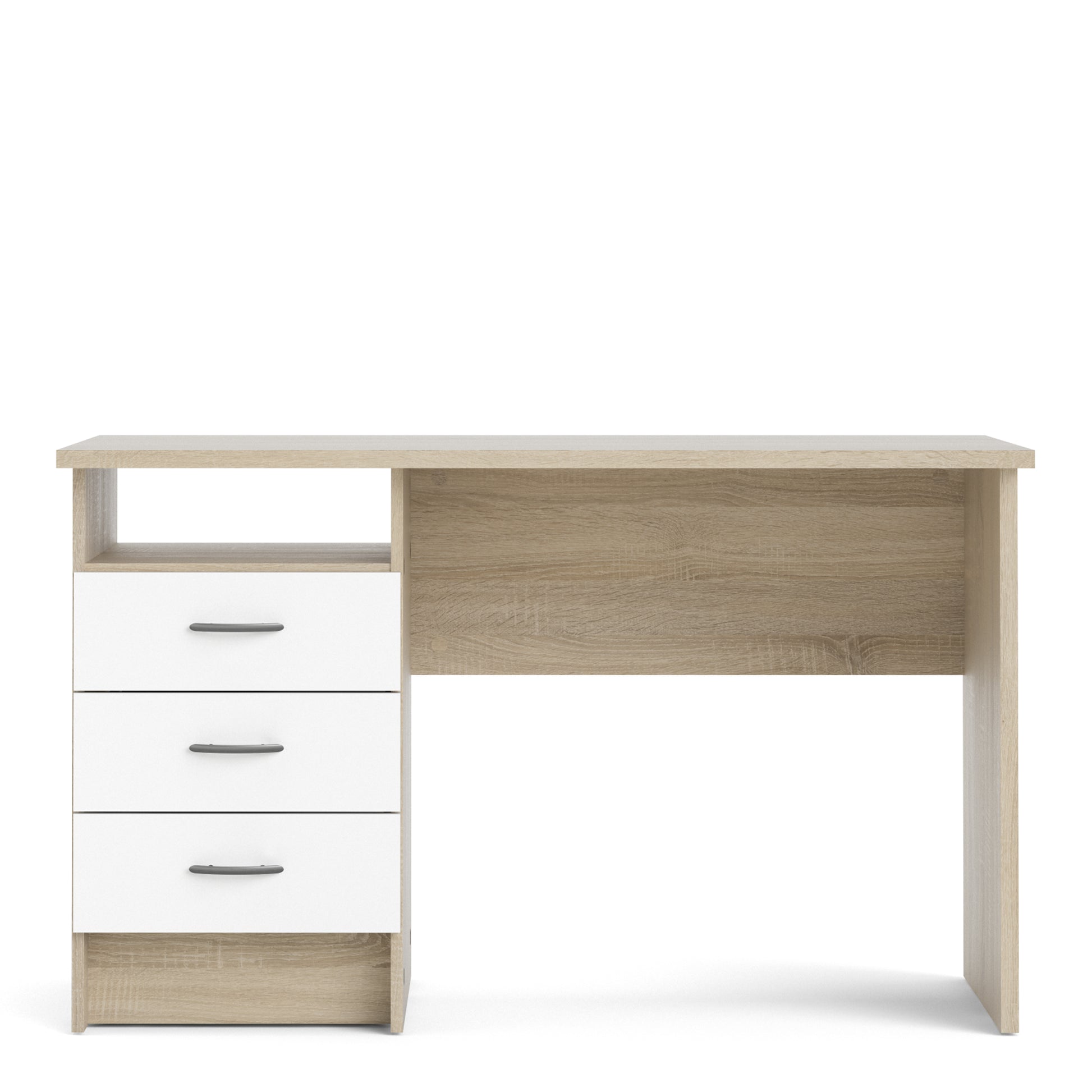 Function Plus  Oak Desk 3 White Drawers