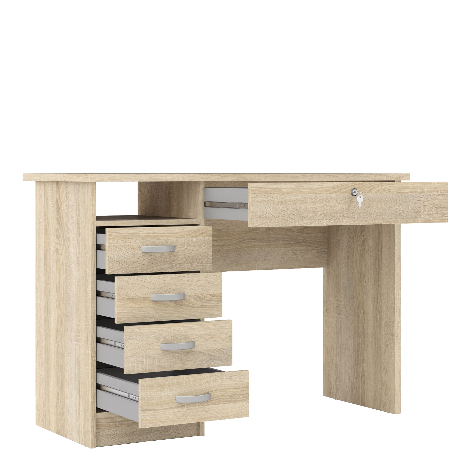 Function Plus  Desk 5 Drawers in Oak
