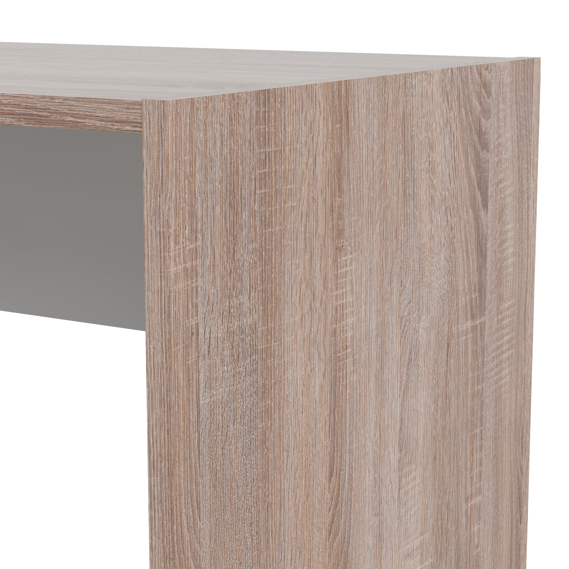 Function Plus  Unit Desk with 6 Shelf Bookcase in White and Truffle Oak