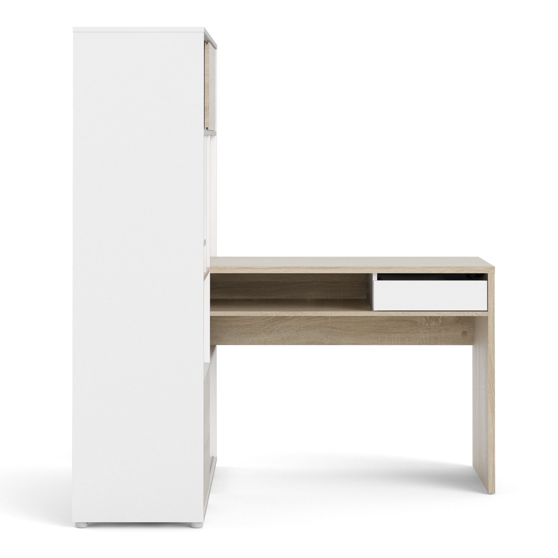 Function Plus  Desk with multi-functional storage unit In White and Oak