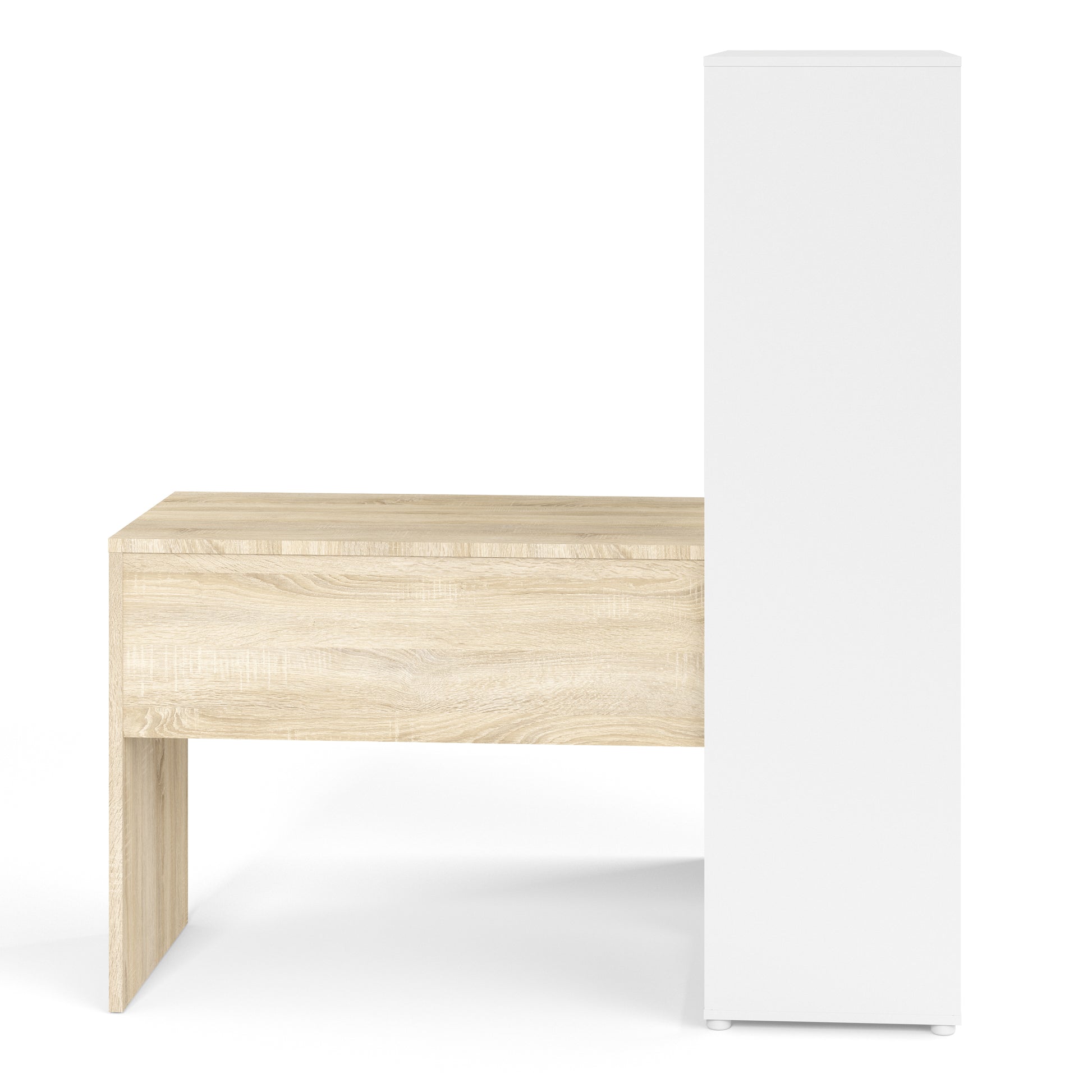 Function Plus  Desk with multi-functional storage unit In White and Oak