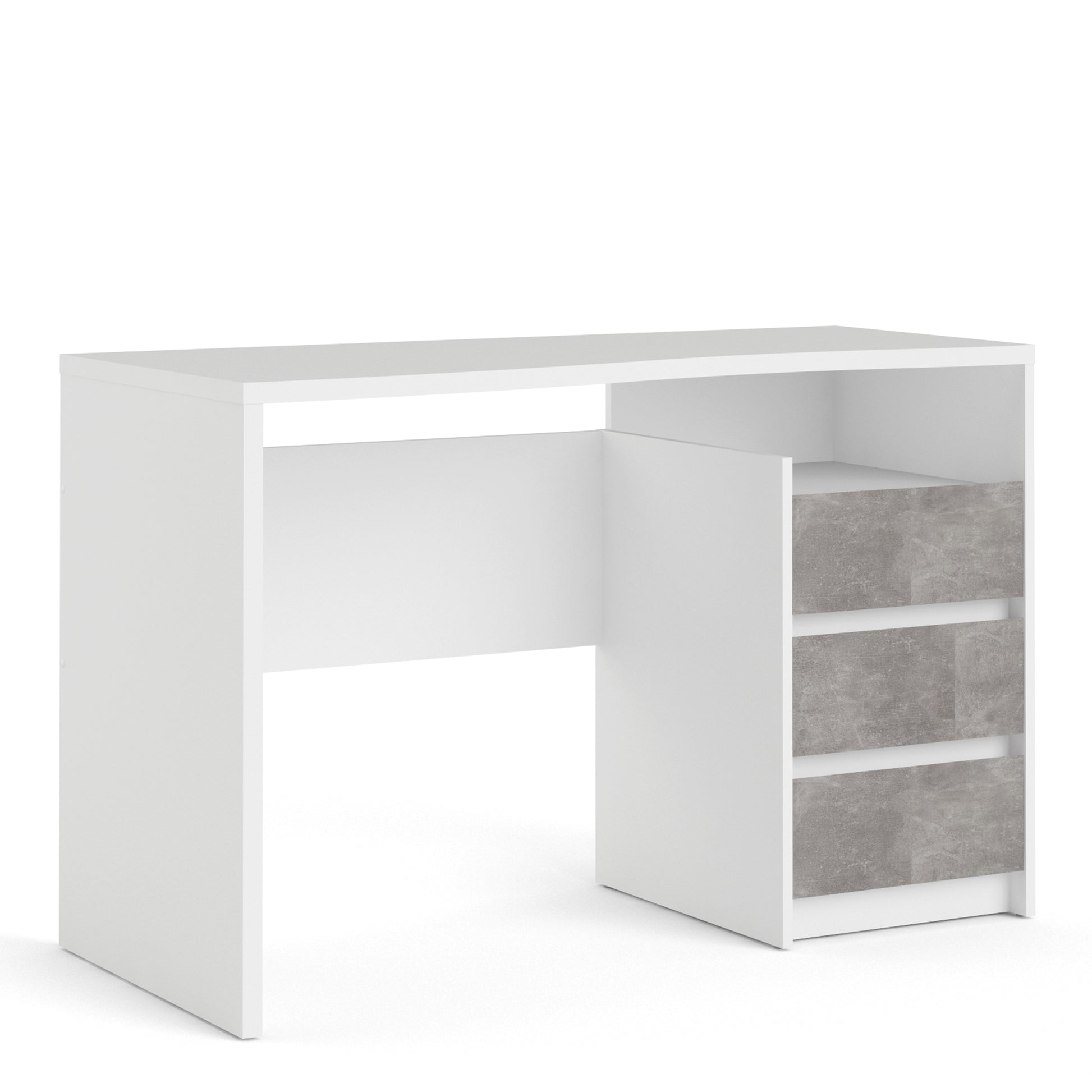Function Plus  Modern Desk 3 Drawers in White and Grey