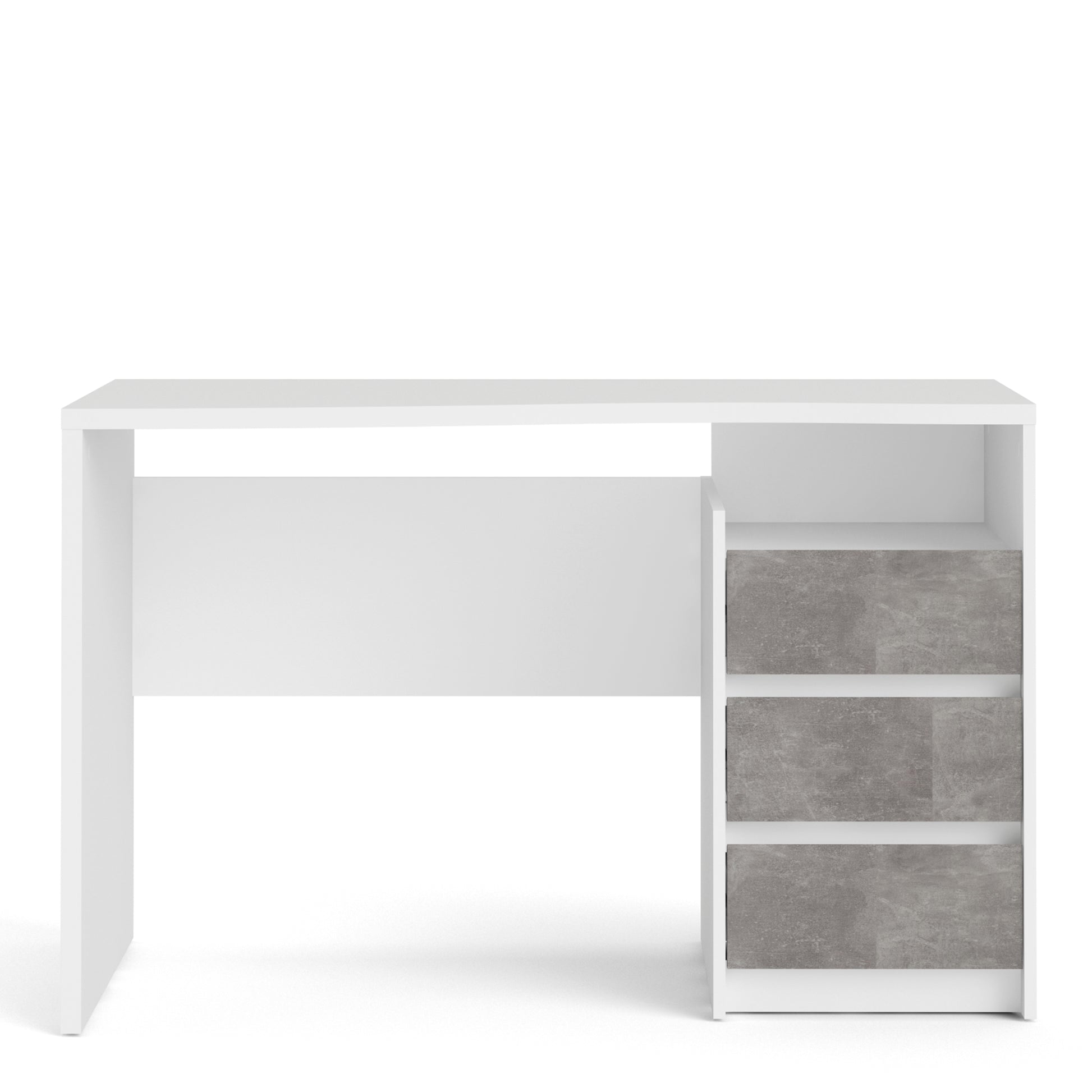 Function Plus  Modern Desk 3 Drawers in White and Grey