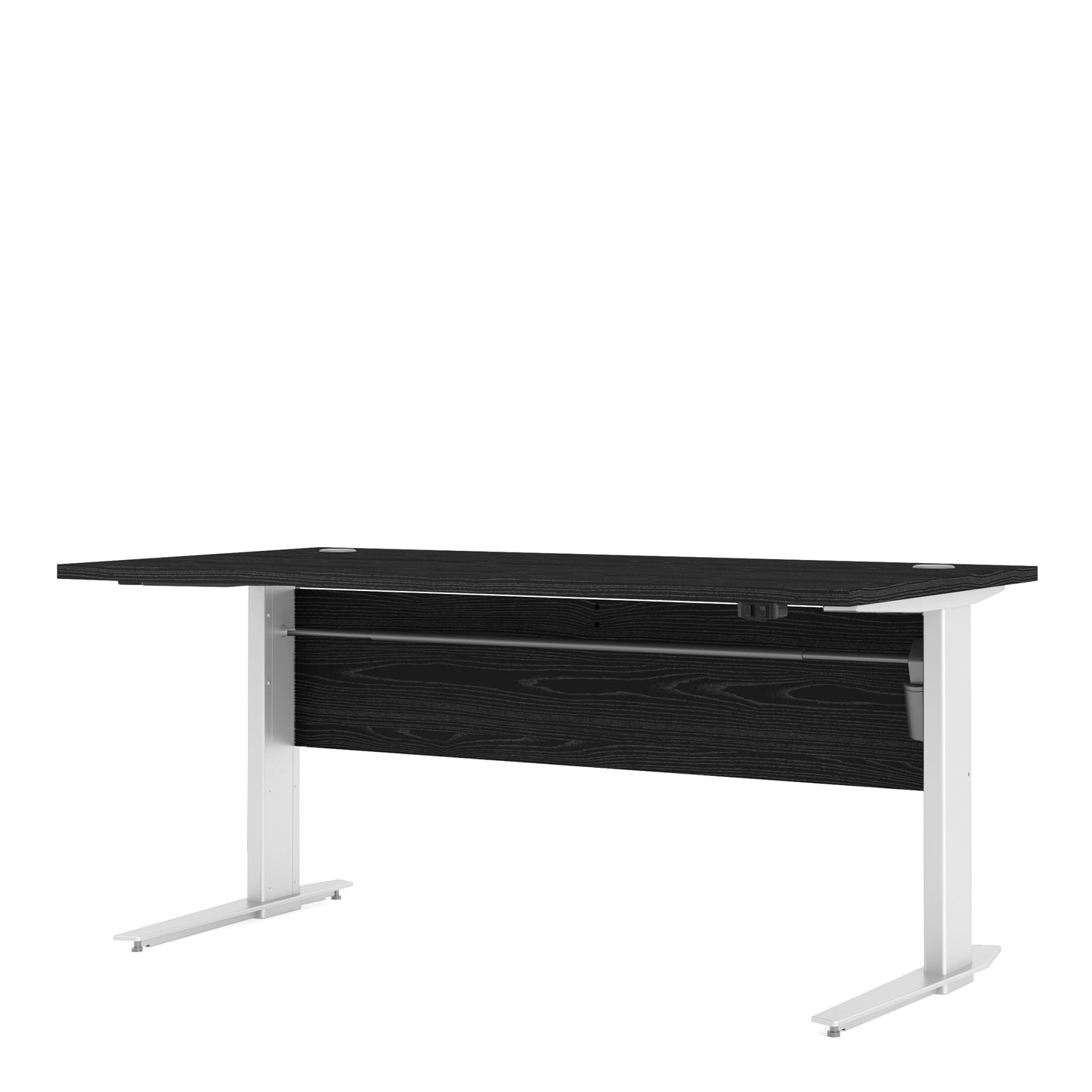 Prima  Desk 150 cm in Black woodgrain with Height adjustable legs with electric control in White