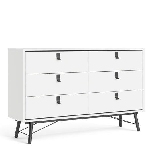 Ry  Wide double chest of drawers 6 drawers in Matt White
