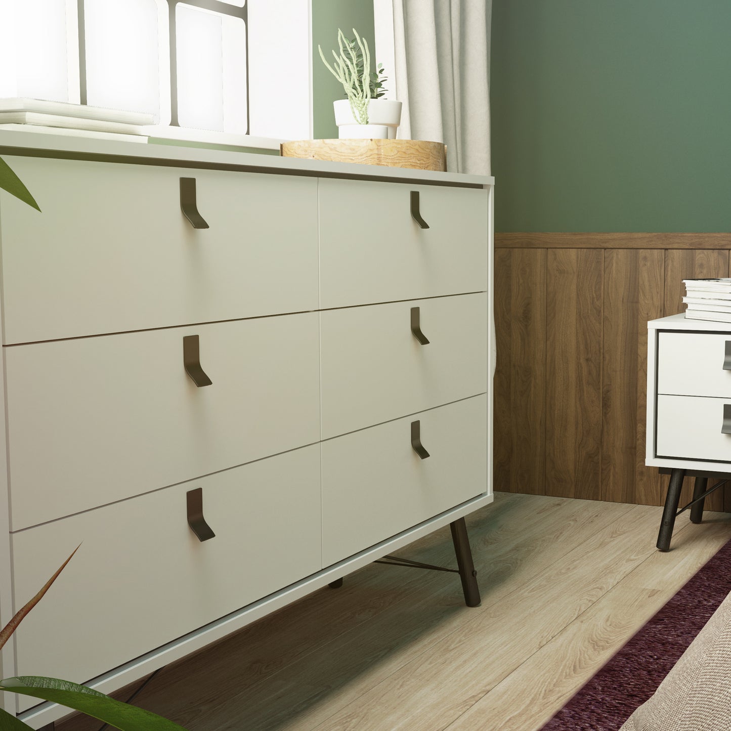 Ry  Wide double chest of drawers 6 drawers in Matt White