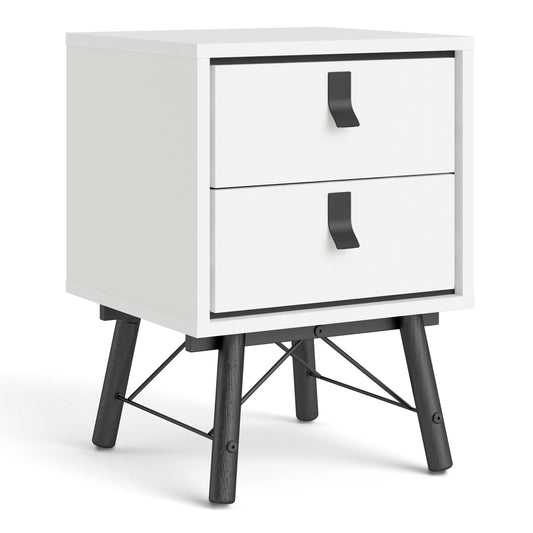 Ry  Bedside cabinet 2 drawer in Matt White