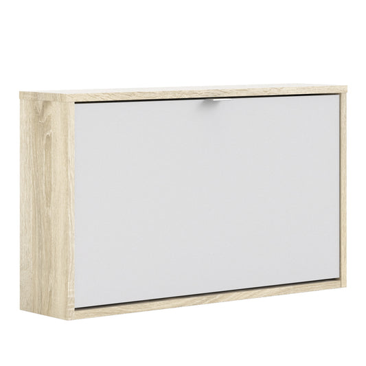 Shoes  Shoe cabinet w. 1 tilting door and 1 layer Oak structure White