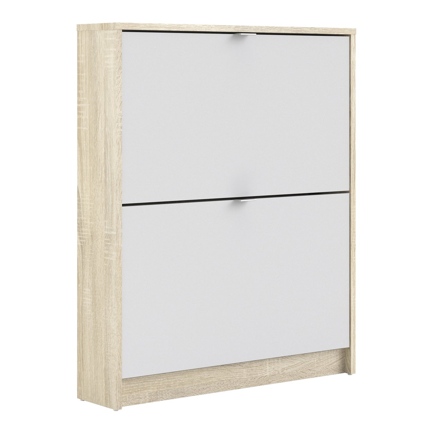 Shoes  Shoe cabinet w. 2 tilting doors and 1 layer Oak structure White