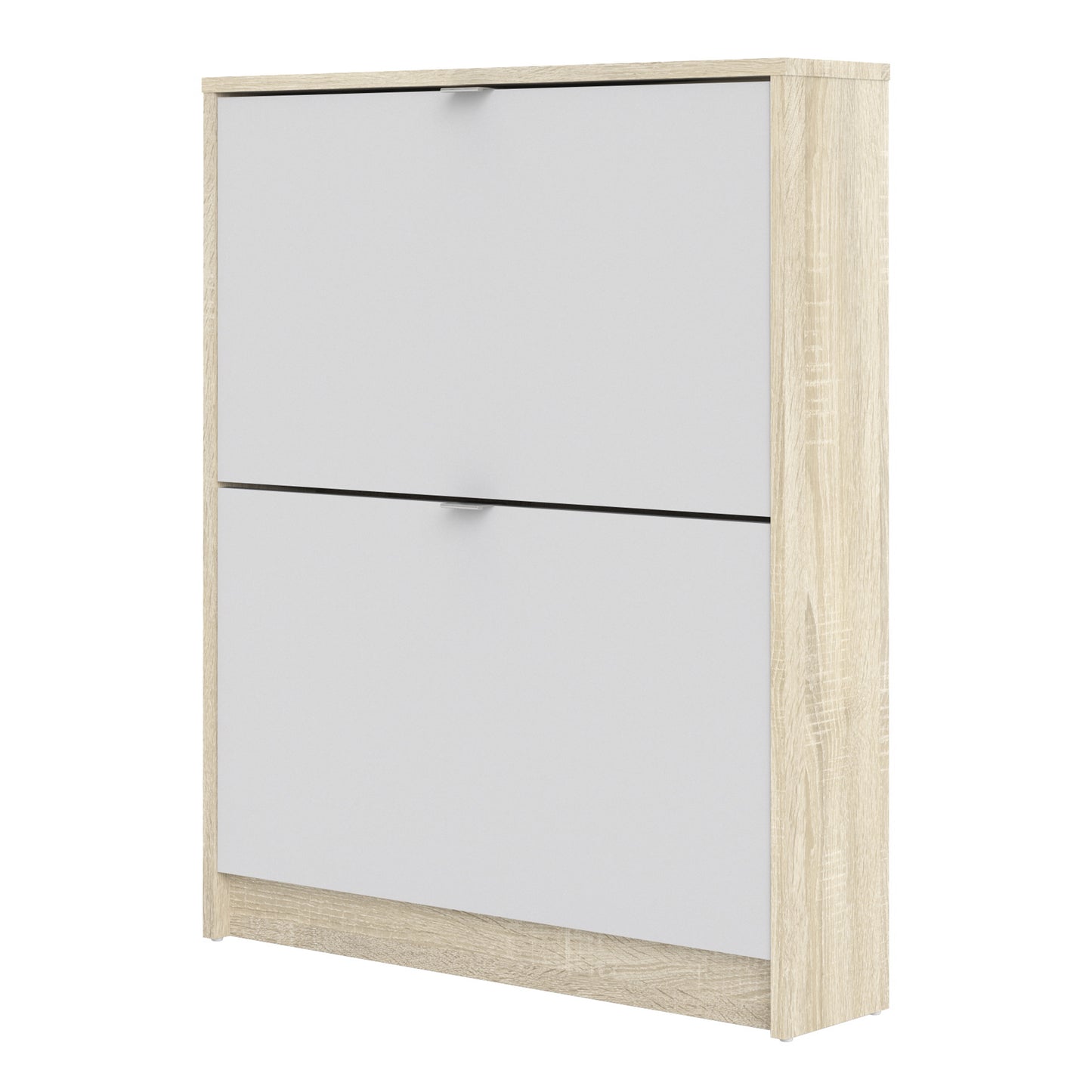 Shoes  Shoe cabinet w. 2 tilting doors and 1 layer Oak structure White