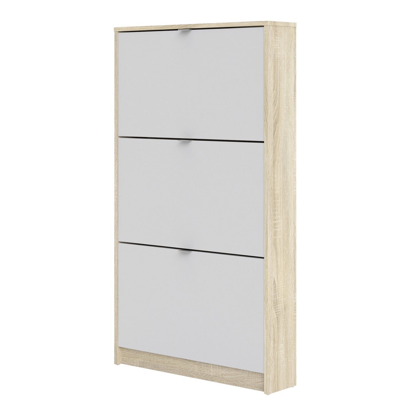 Shoes  Shoe cabinet w. 3 tilting doors and 1 layer Oak structure White