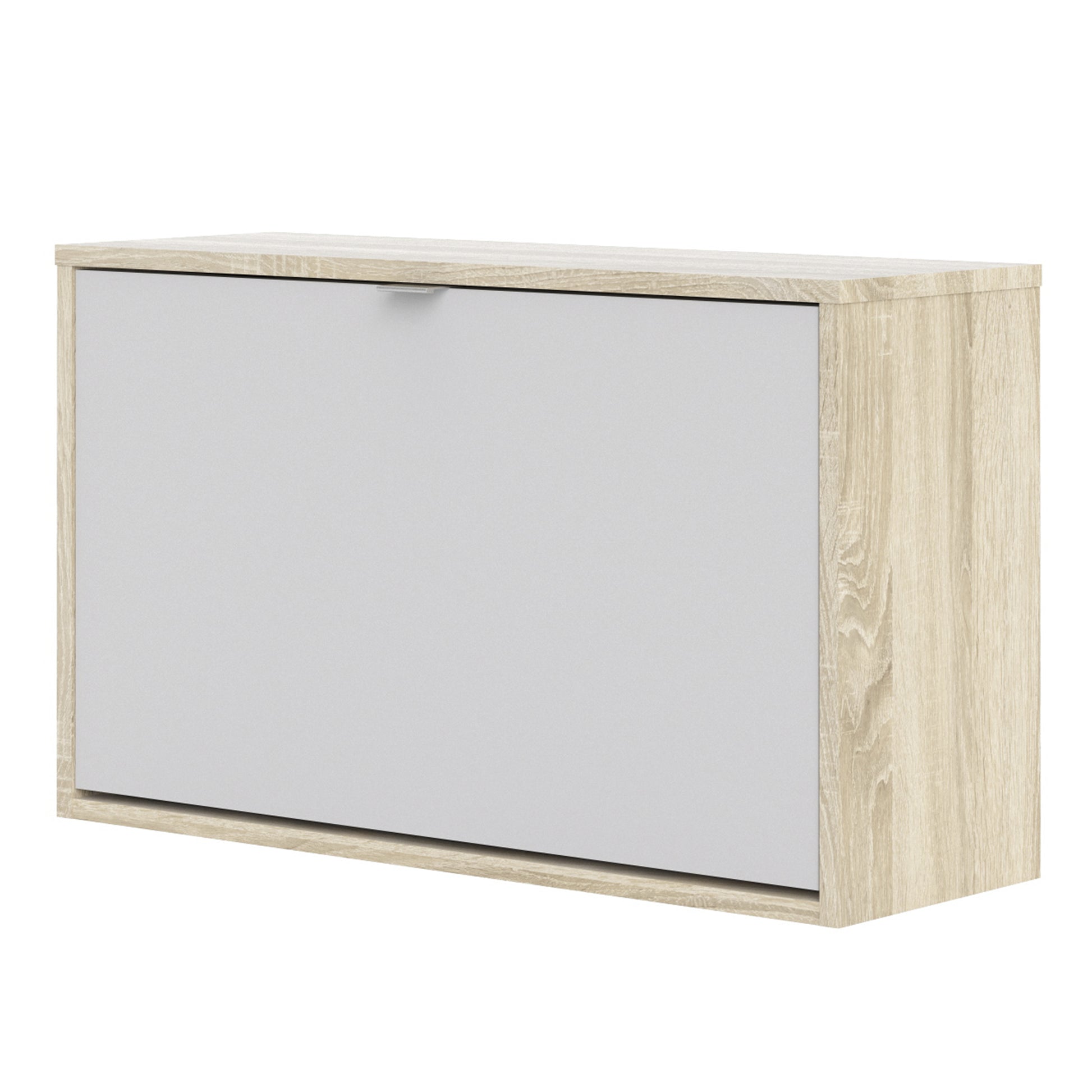 Shoes  Shoe cabinet w. 1 tilting door and 2 layers Oak structure White