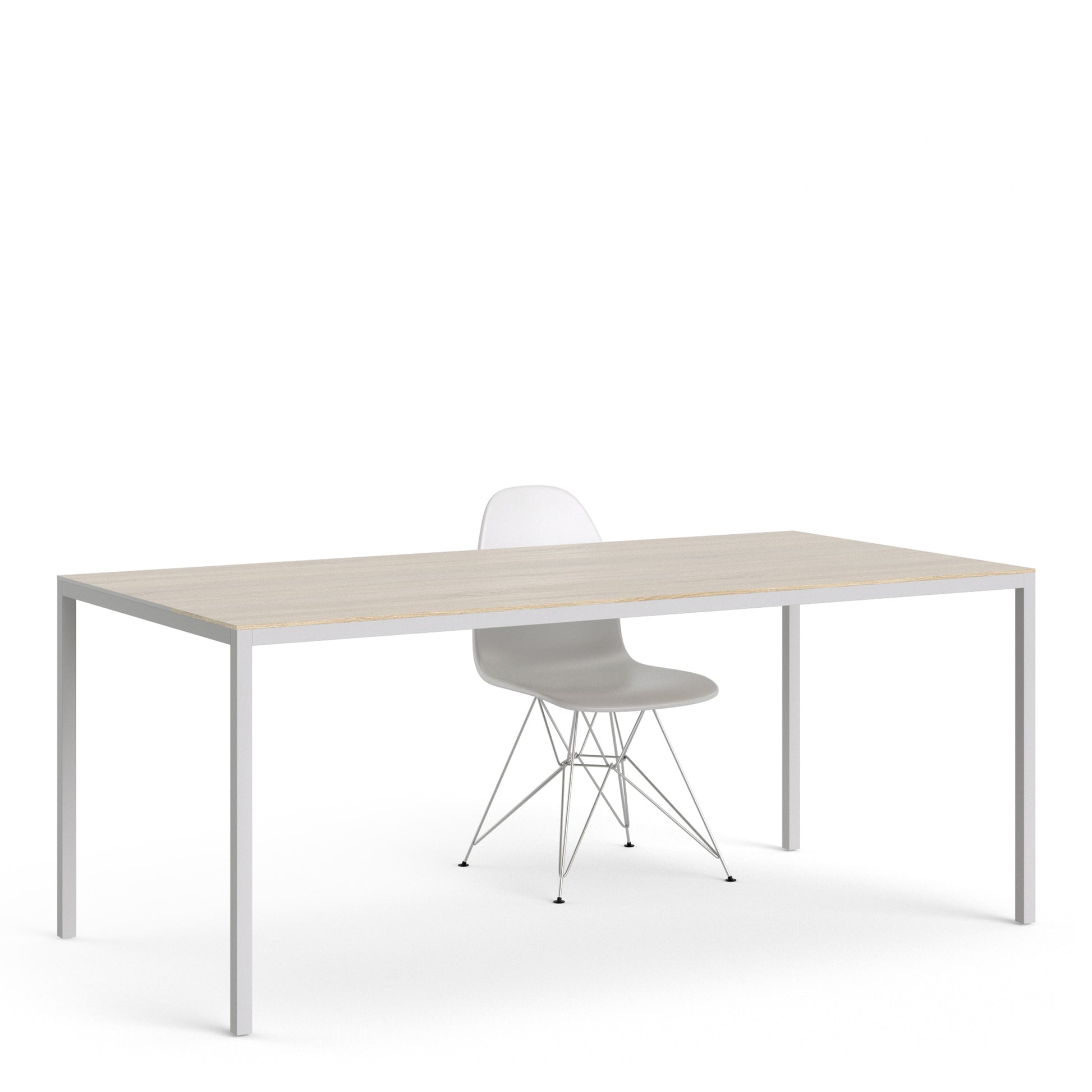 Family  Dining Table 180cm Oak Table Top with White Legs