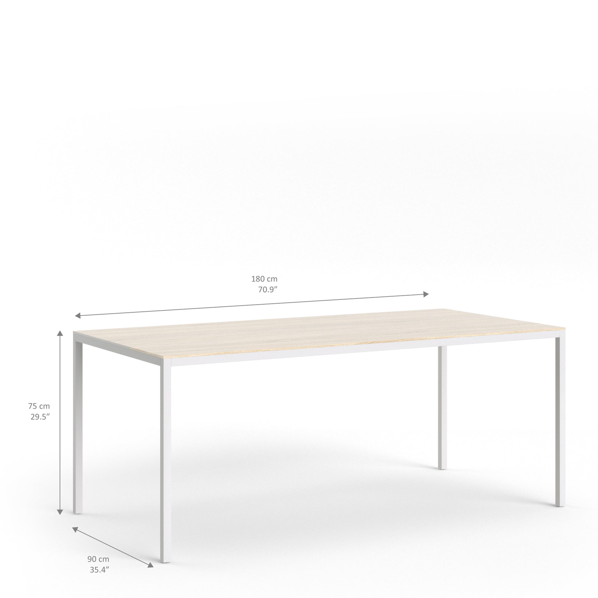Family  Dining Table 180cm Oak Table Top with White Legs