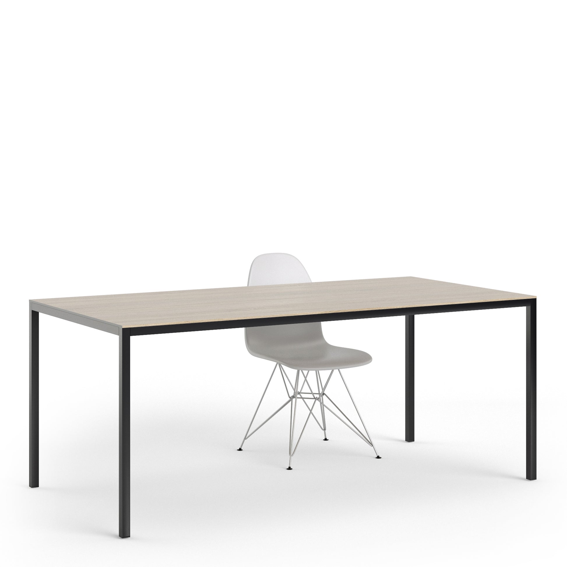 Family  Dining Table 180cm Oak Table Top with Black Legs