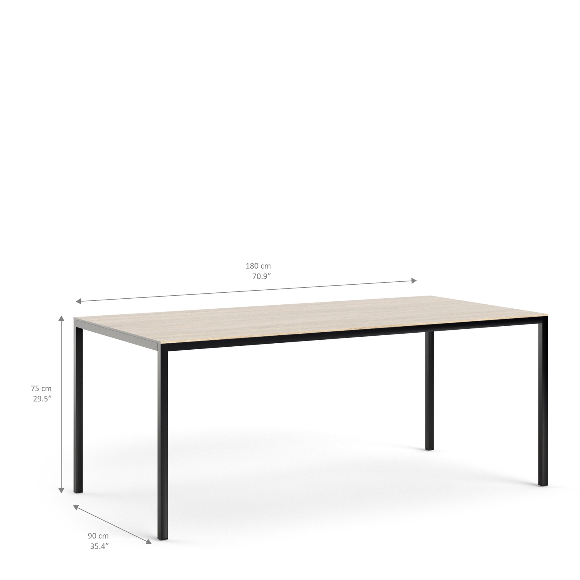 Family  Dining Table 180cm Oak Table Top with Black Legs