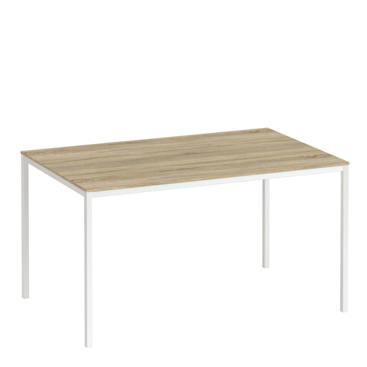 Family  Dining Table 140cm Oak Table Top with White Legs