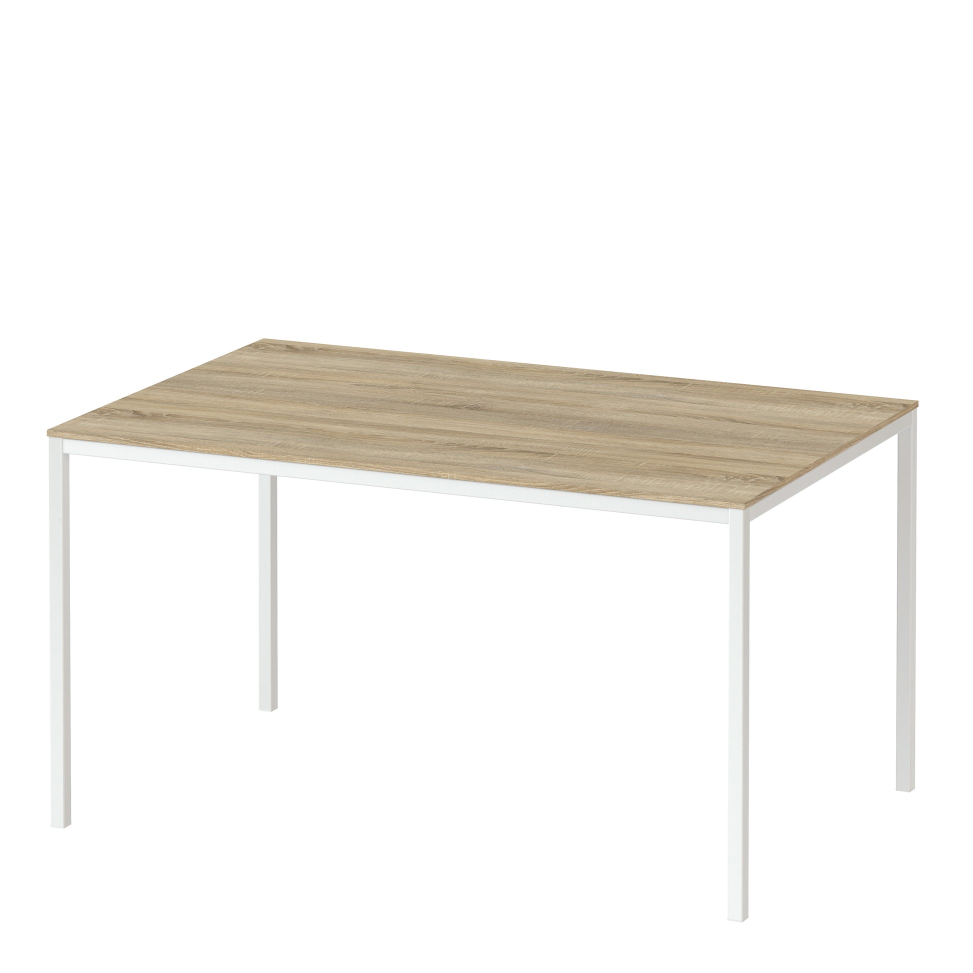 Family  Dining Table 140cm Oak Table Top with White Legs