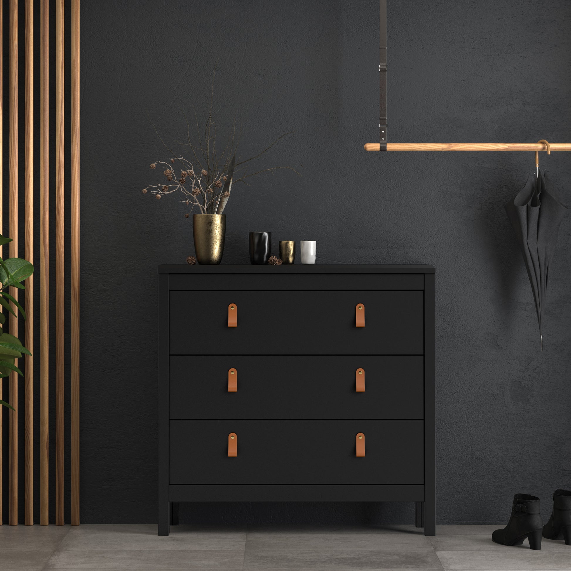 Barcelona  Chest 3 drawers in Matt Black