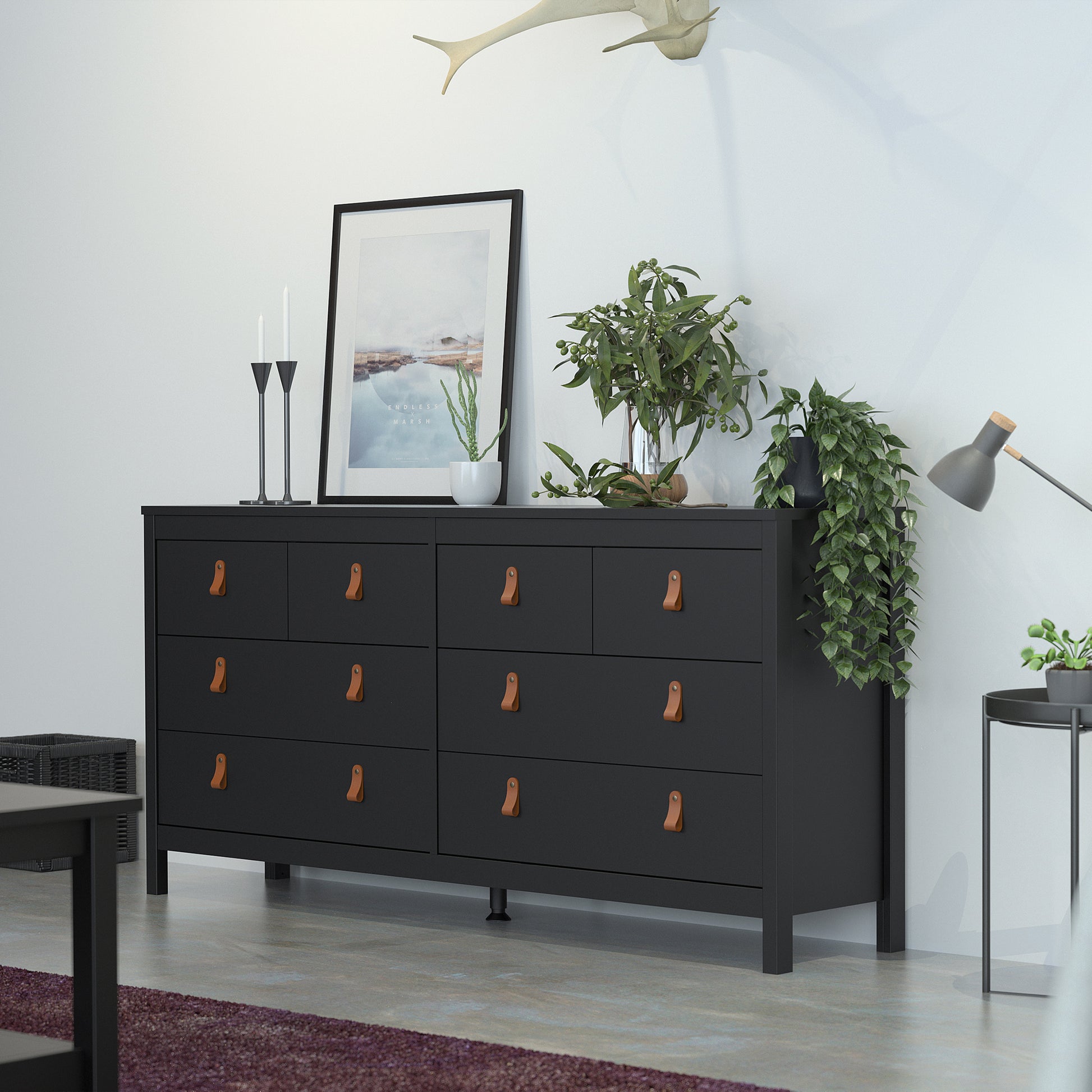 Barcelona  Double dresser 4+4 drawers in Matt Black