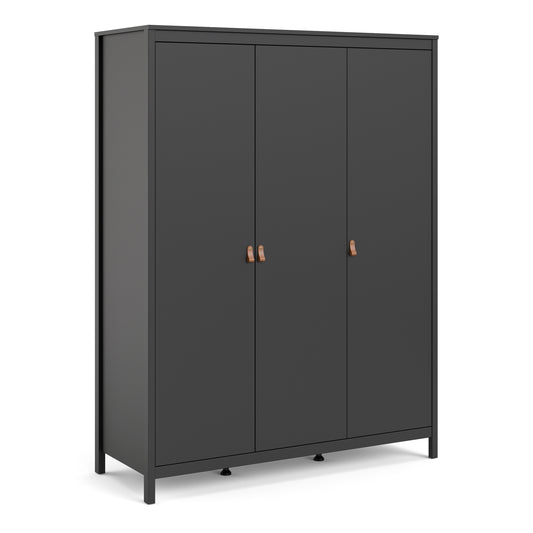 Barcelona  Wardrobe with 3 doors in Matt Black