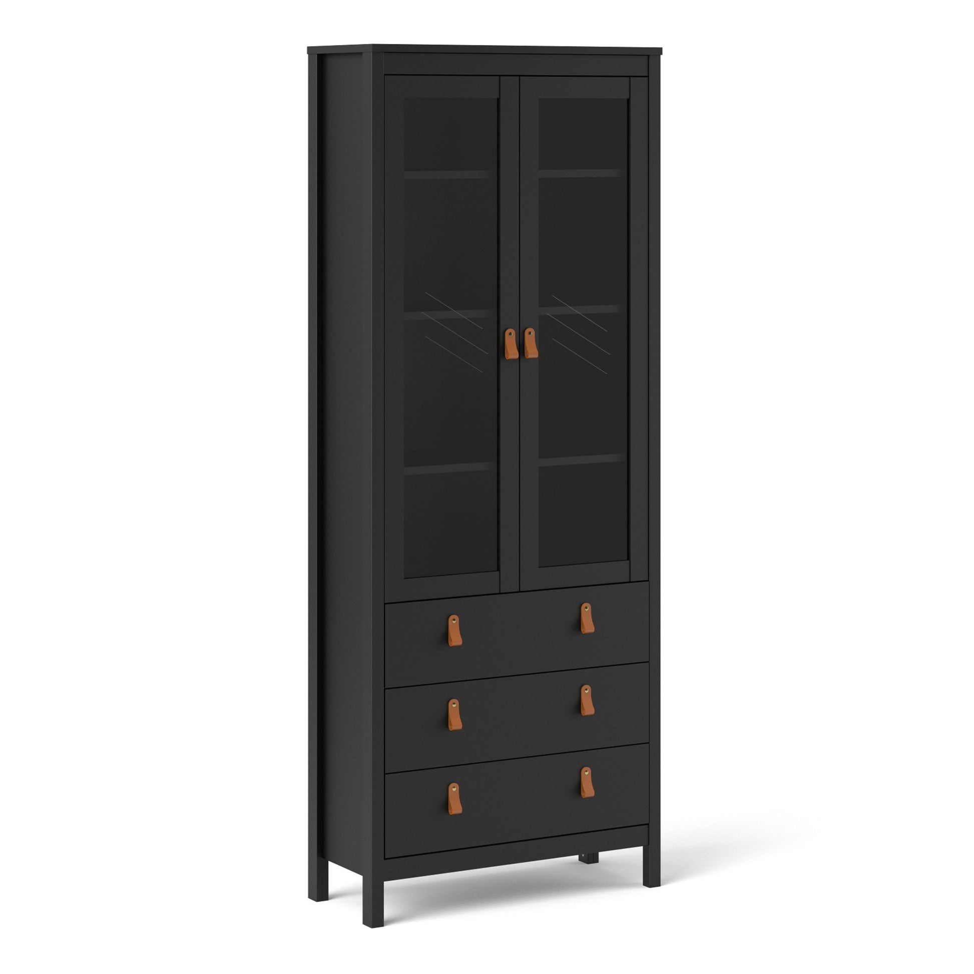 Barcelona  China cabinet 2 doors w/glass + 3 drawers in Matt Black