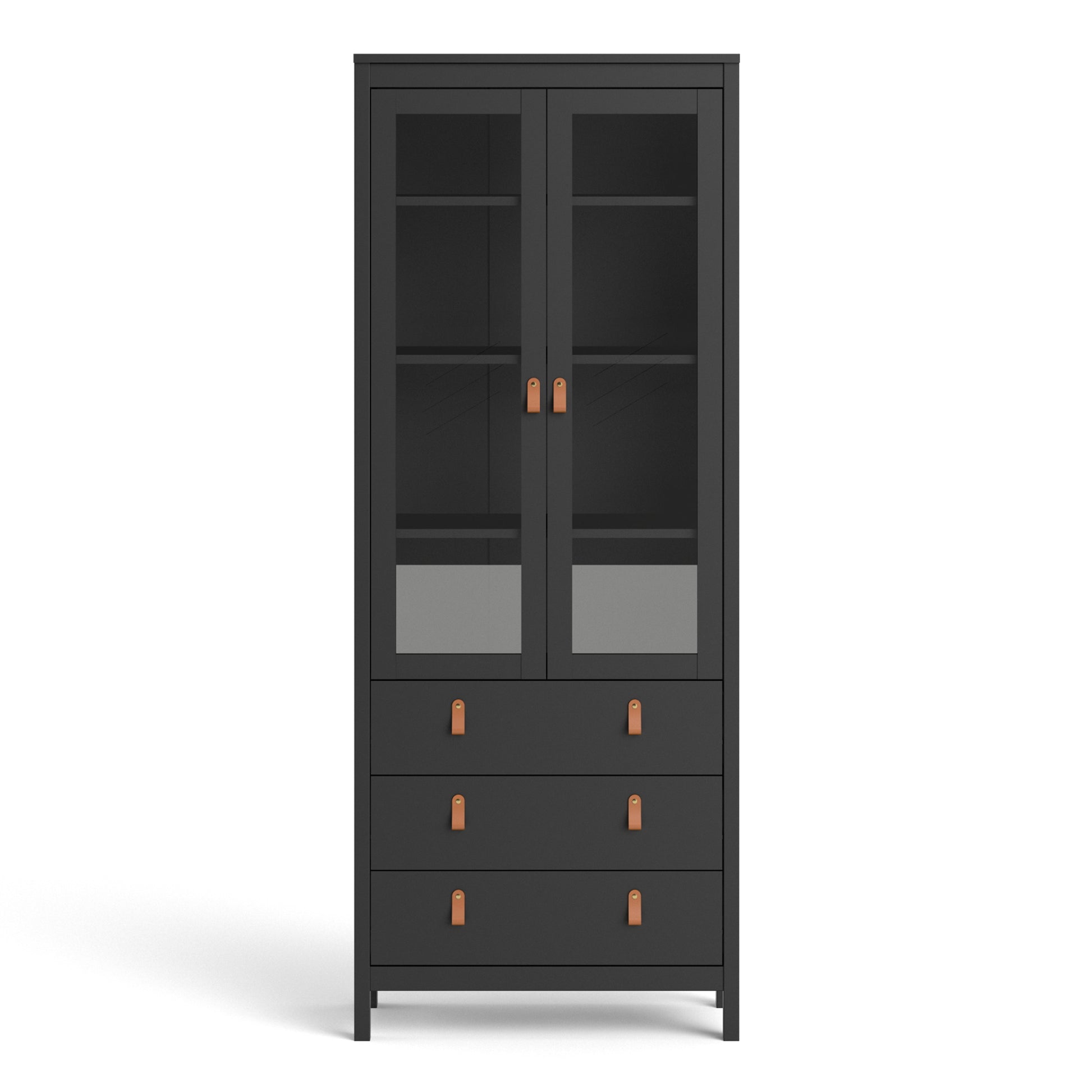 Barcelona  China cabinet 2 doors w/glass + 3 drawers in Matt Black