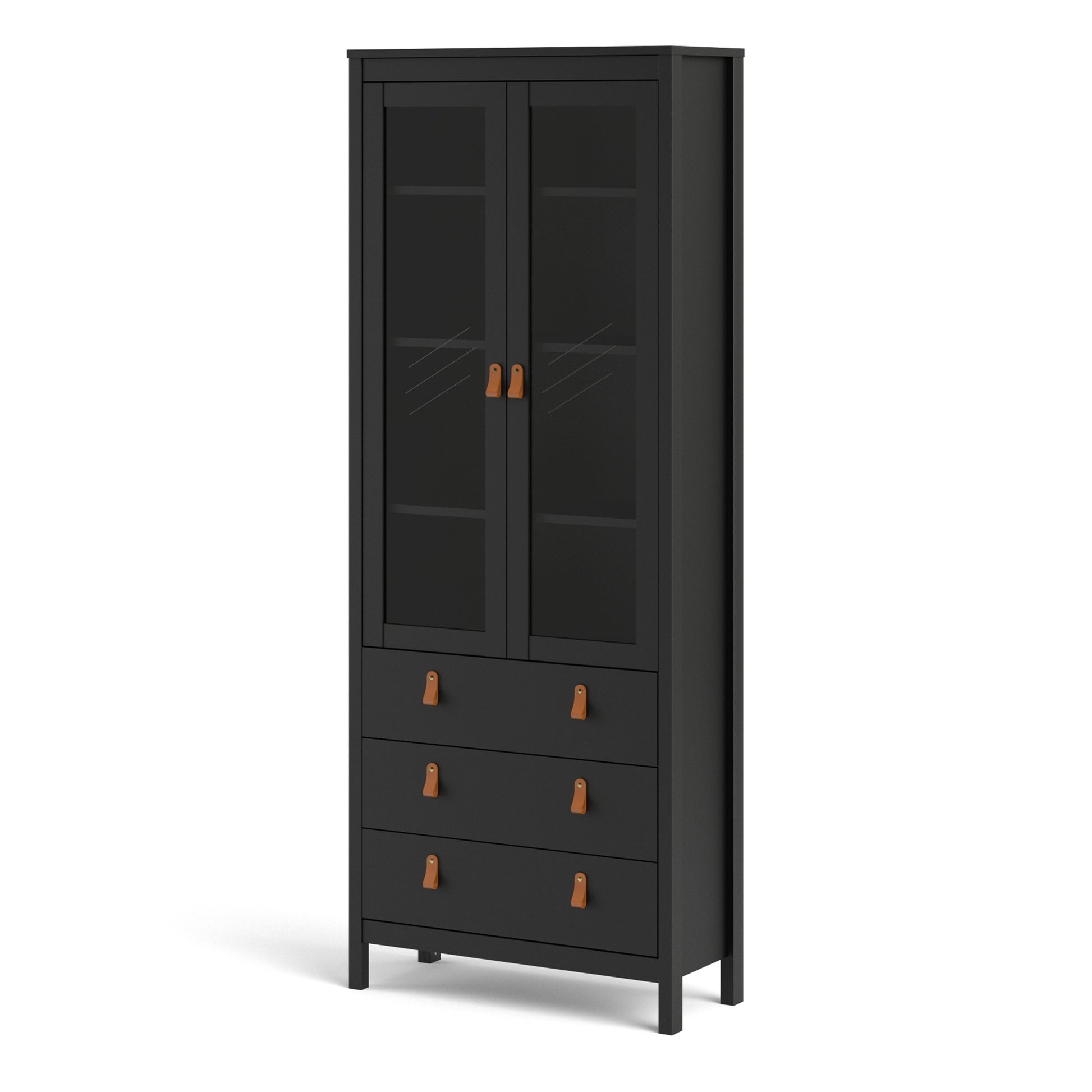 Barcelona  China cabinet 2 doors w/glass + 3 drawers in Matt Black