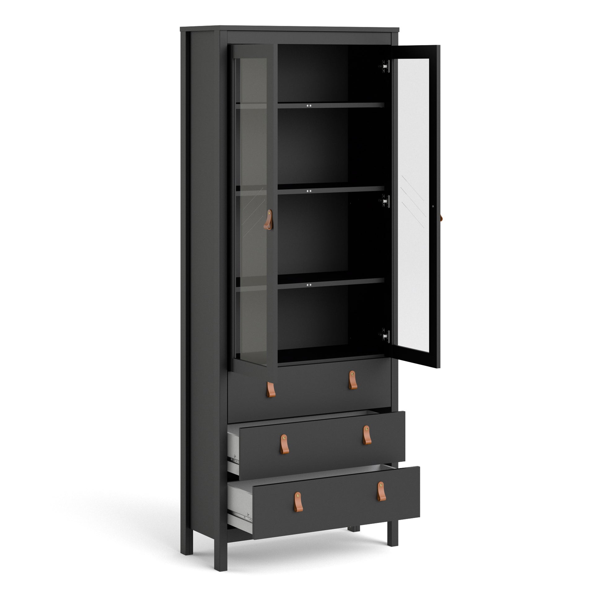 Barcelona  China cabinet 2 doors w/glass + 3 drawers in Matt Black