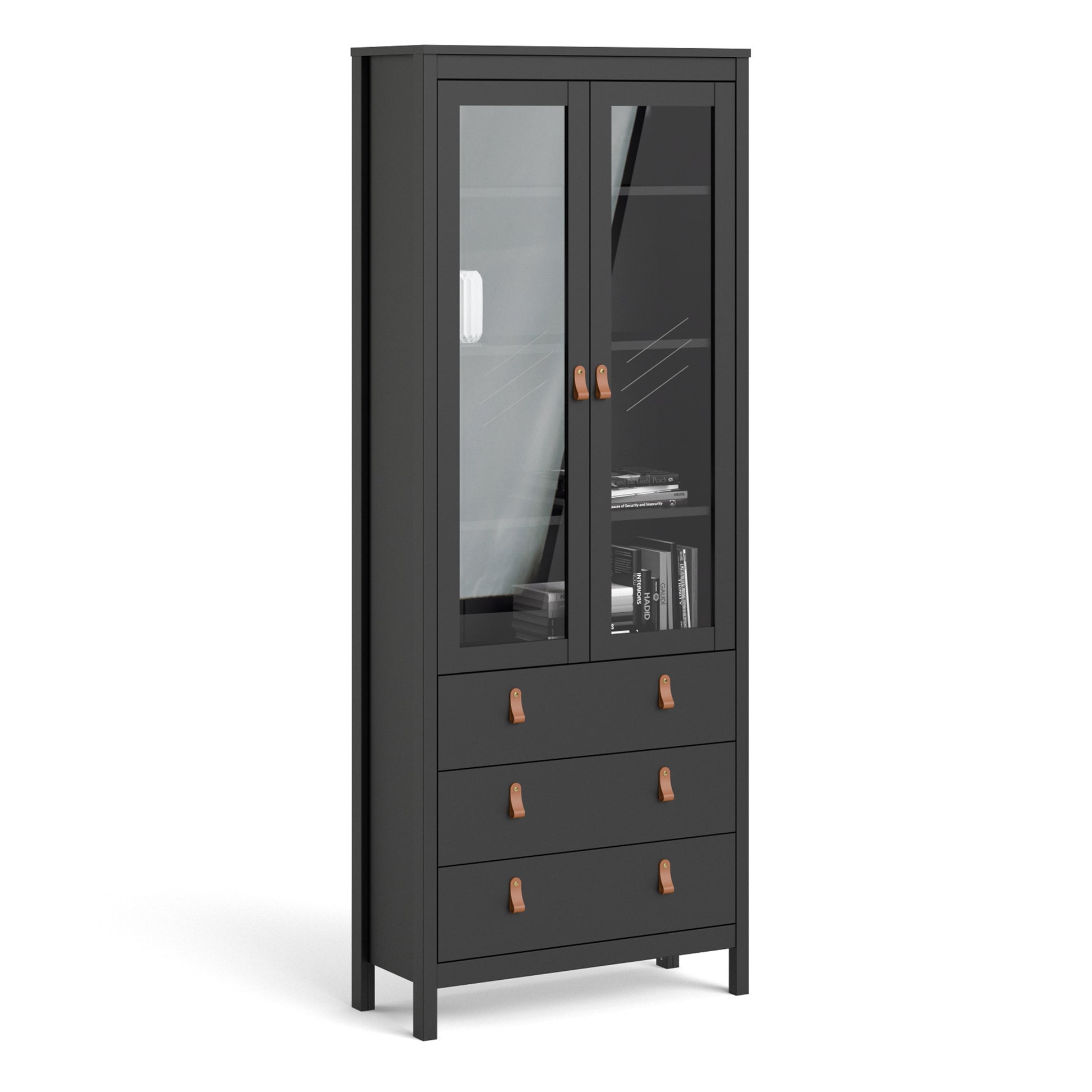 Barcelona  China cabinet 2 doors w/glass + 3 drawers in Matt Black