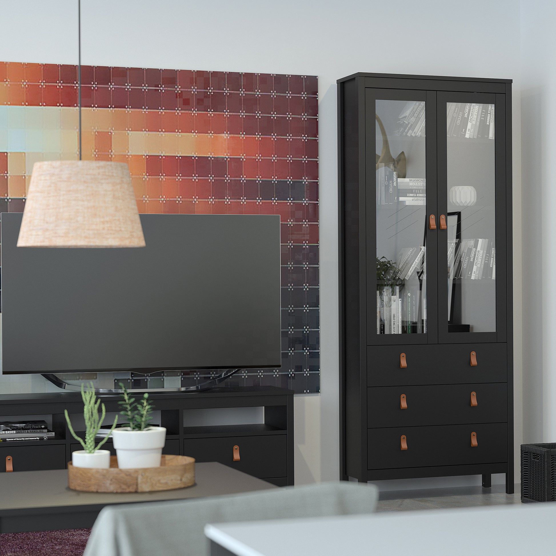 Barcelona  Tv-unit 3 drawers in Matt Black