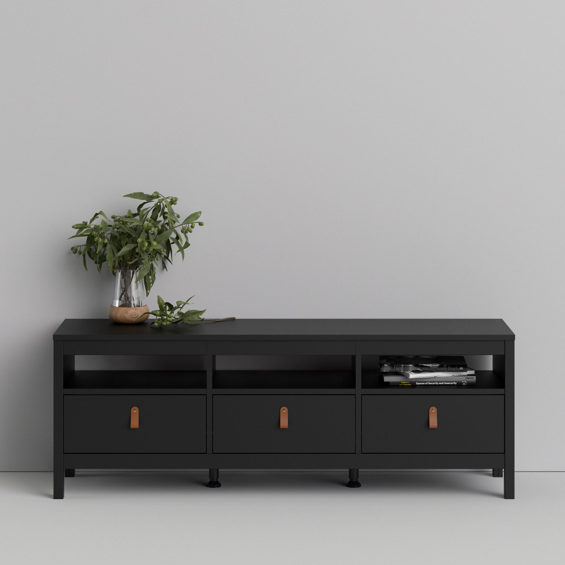 Barcelona  Tv-unit 3 drawers in Matt Black