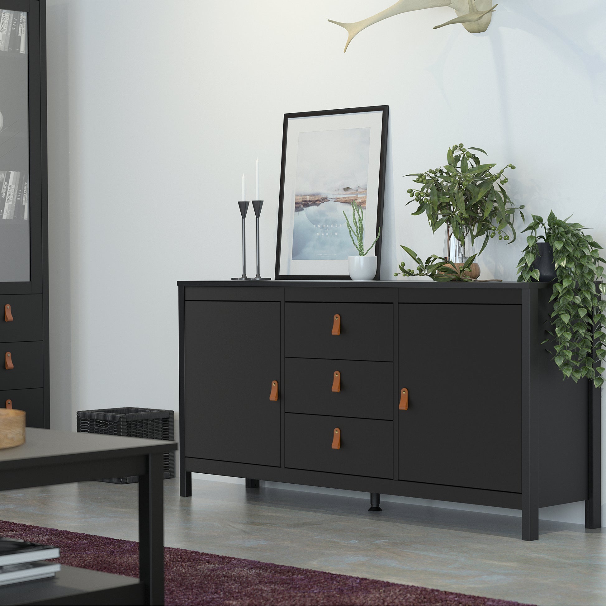 Barcelona  Sideboard 2 doors + 3 drawers in Matt Black