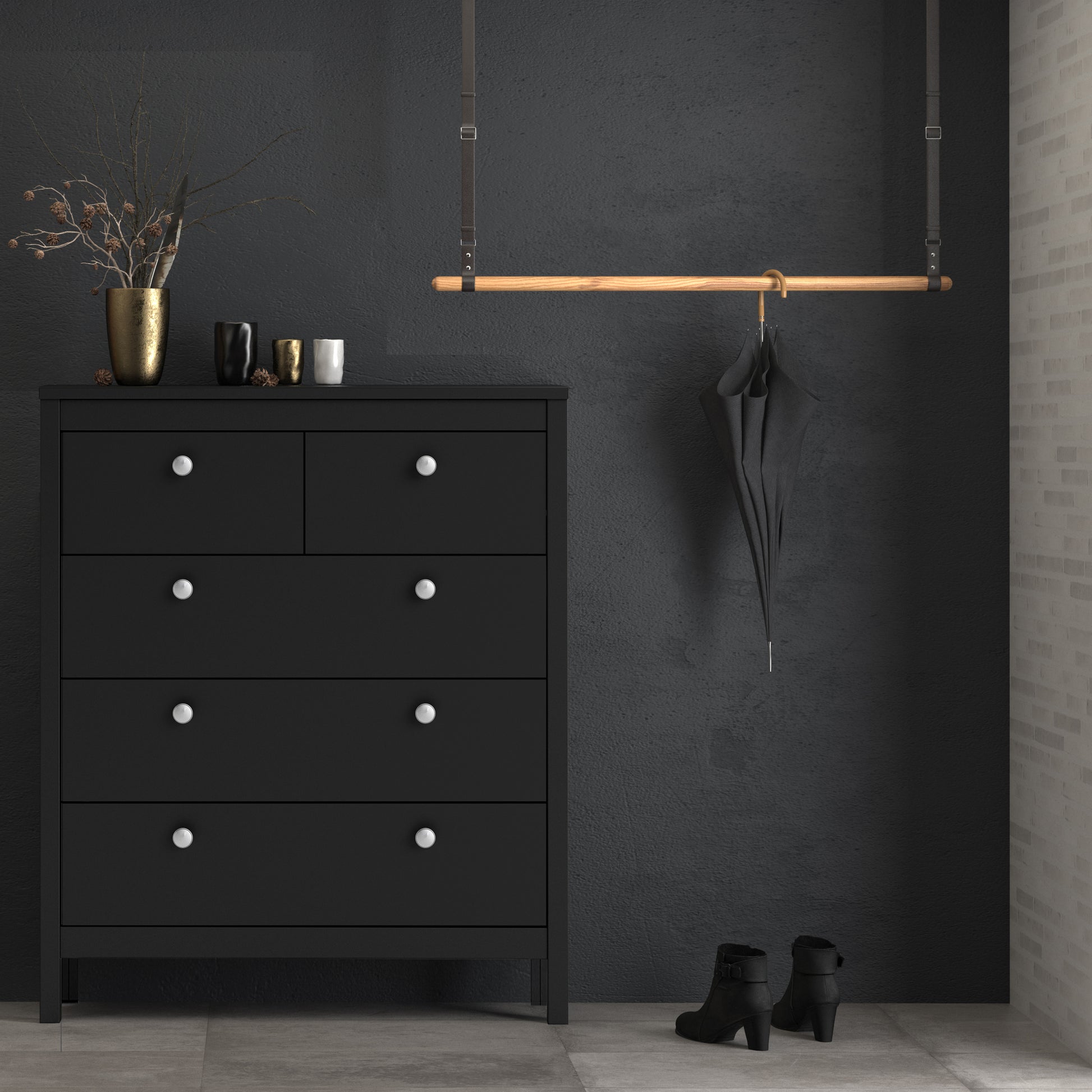 Madrid  Chest 3+2 drawers in Matt Black