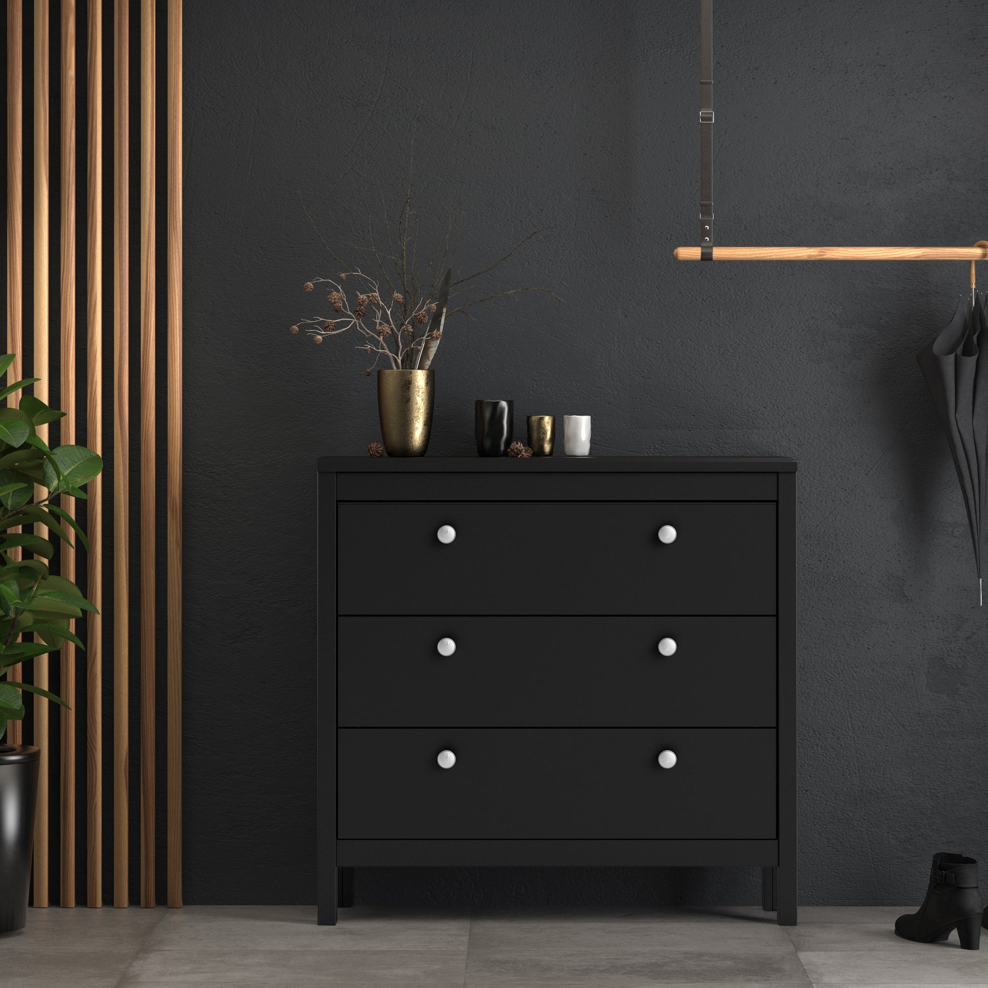 Madrid  Chest 3 drawers in Matt Black
