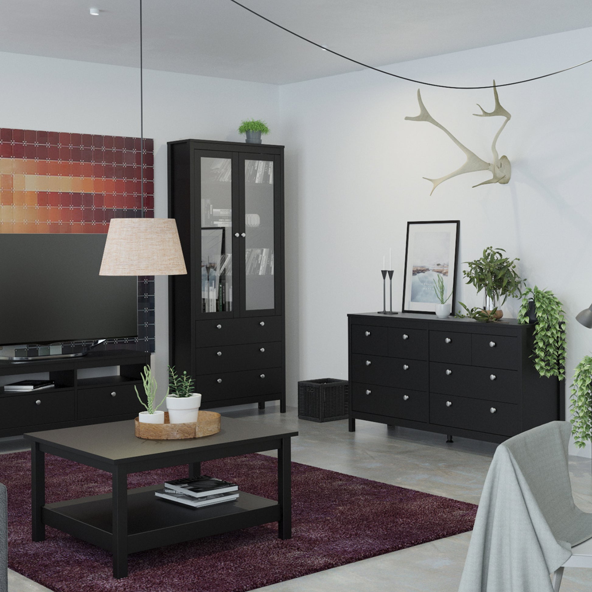 Madrid  Double dresser 4+4 drawers in Matt Black
